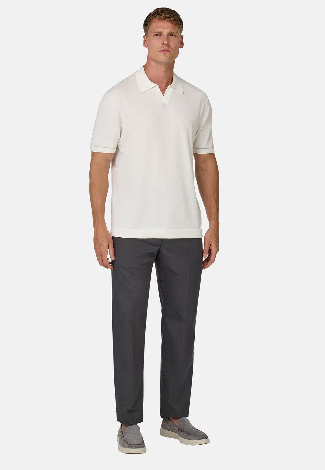 Stretch Cotton And Linen Trousers Grey, , medium