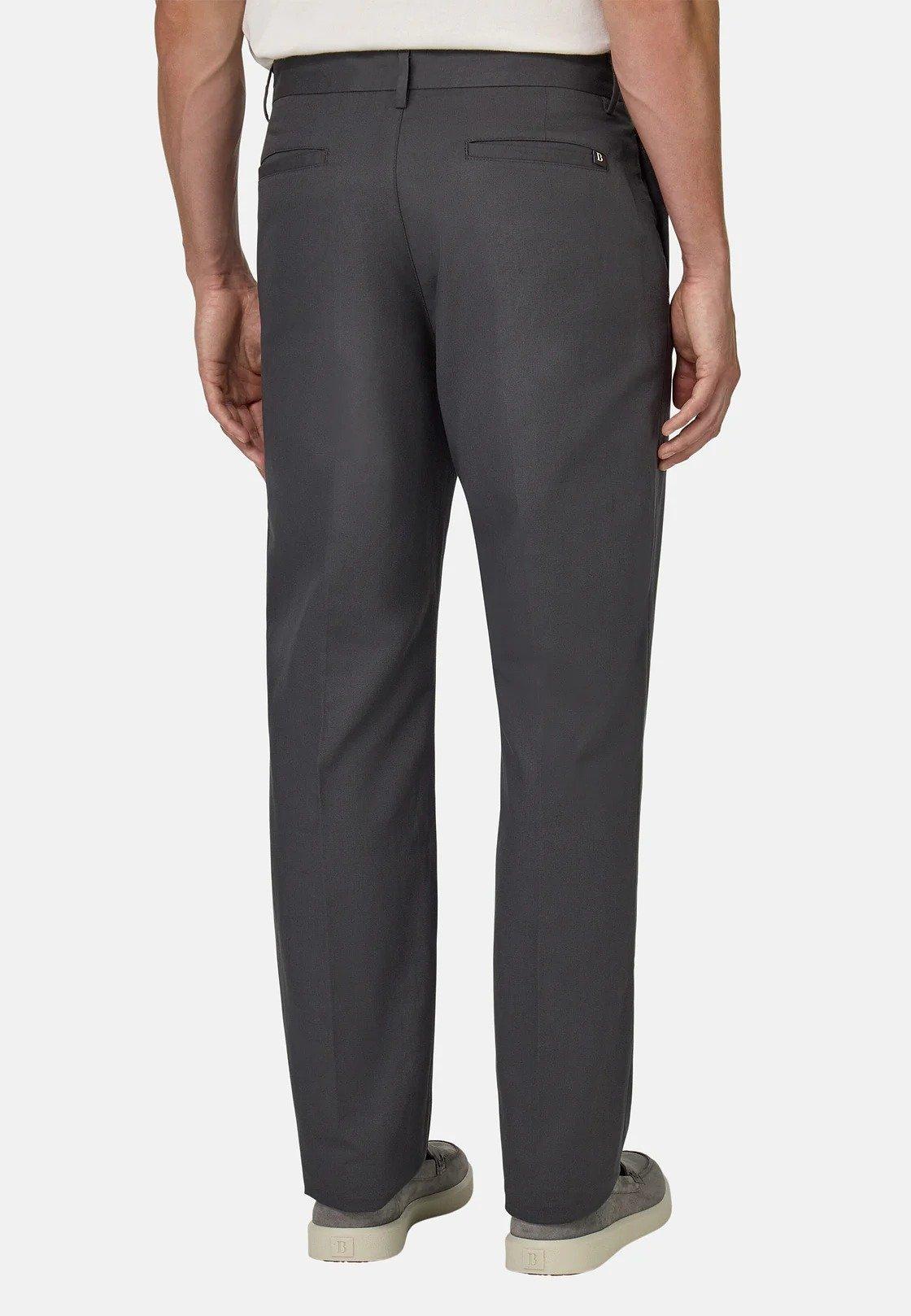 Stretch Cotton And Linen Trousers Grey, Charcoal, large image number 4