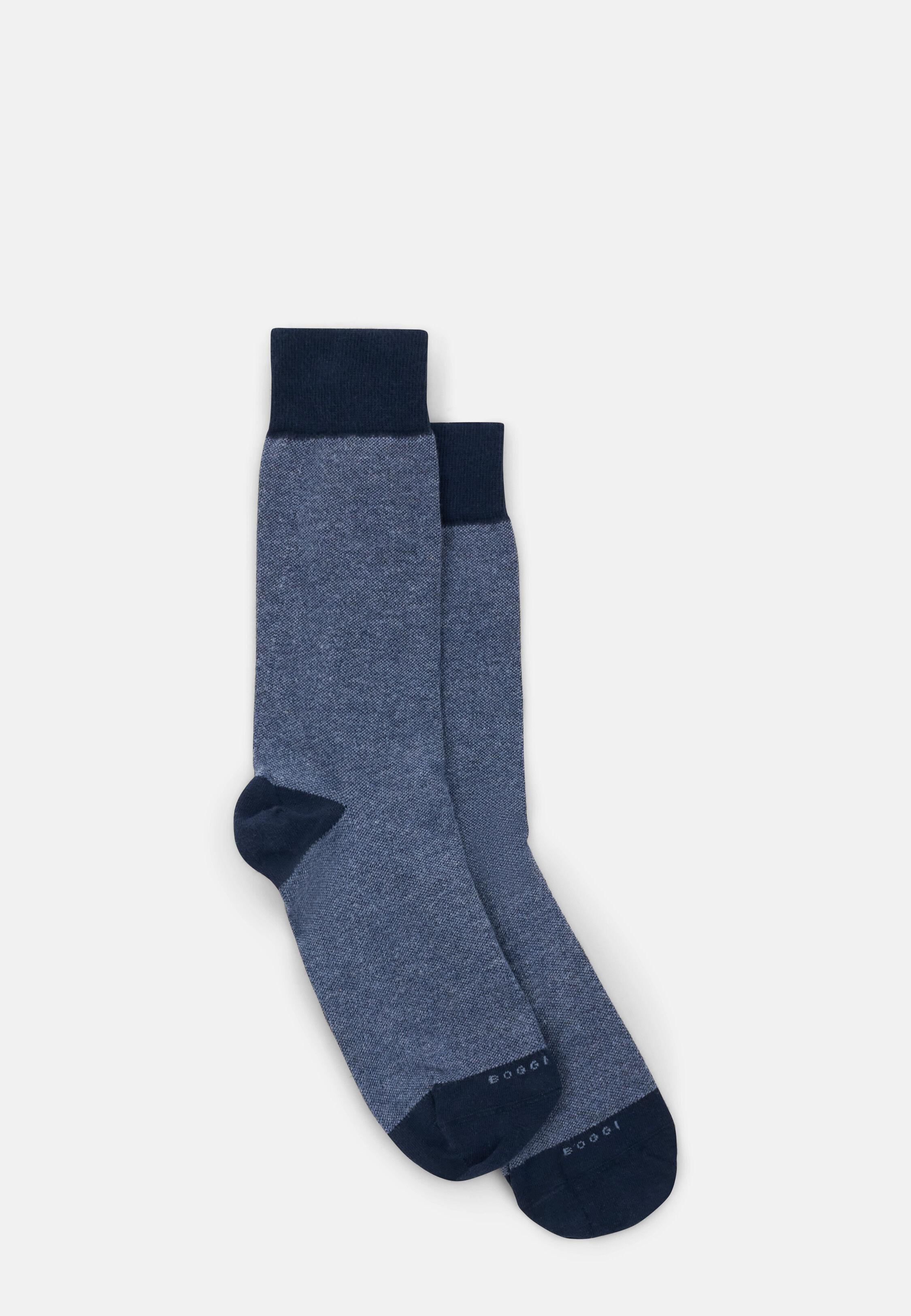 Short Socks Oxford Pattern Cotton Blend Navy blue, Navy blue, medium