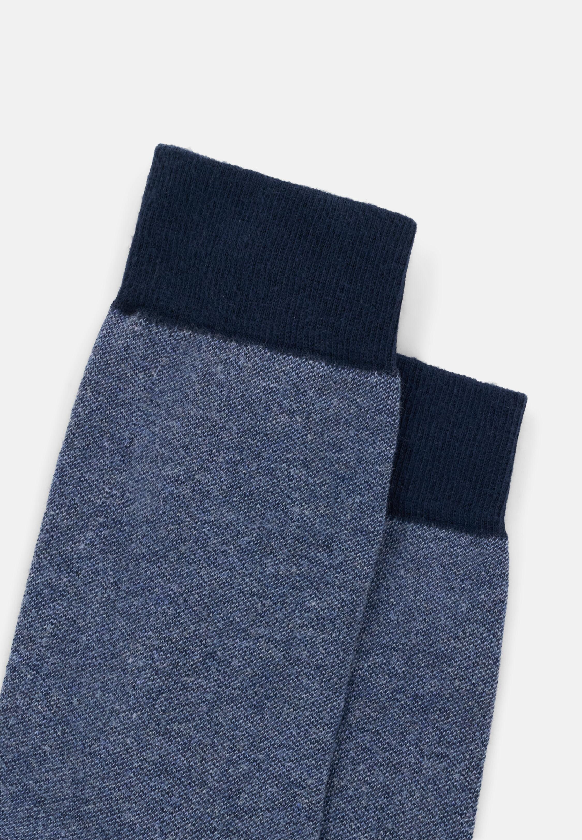 Short Socks Oxford Pattern Cotton Blend Navy blue, Navy blue, medium