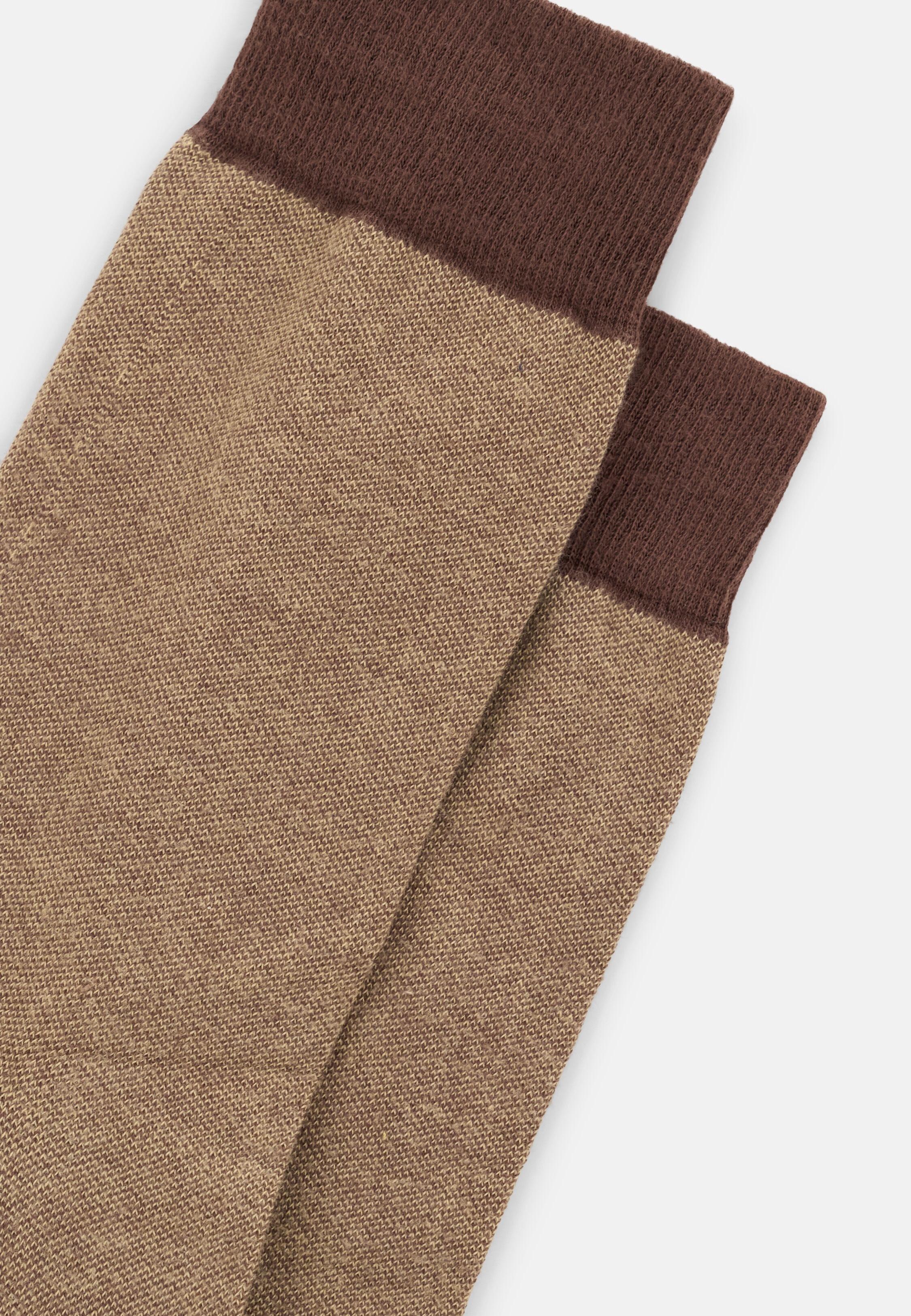 Short Socks Oxford Pattern Cotton Blend Dark brown, Dark brown, medium