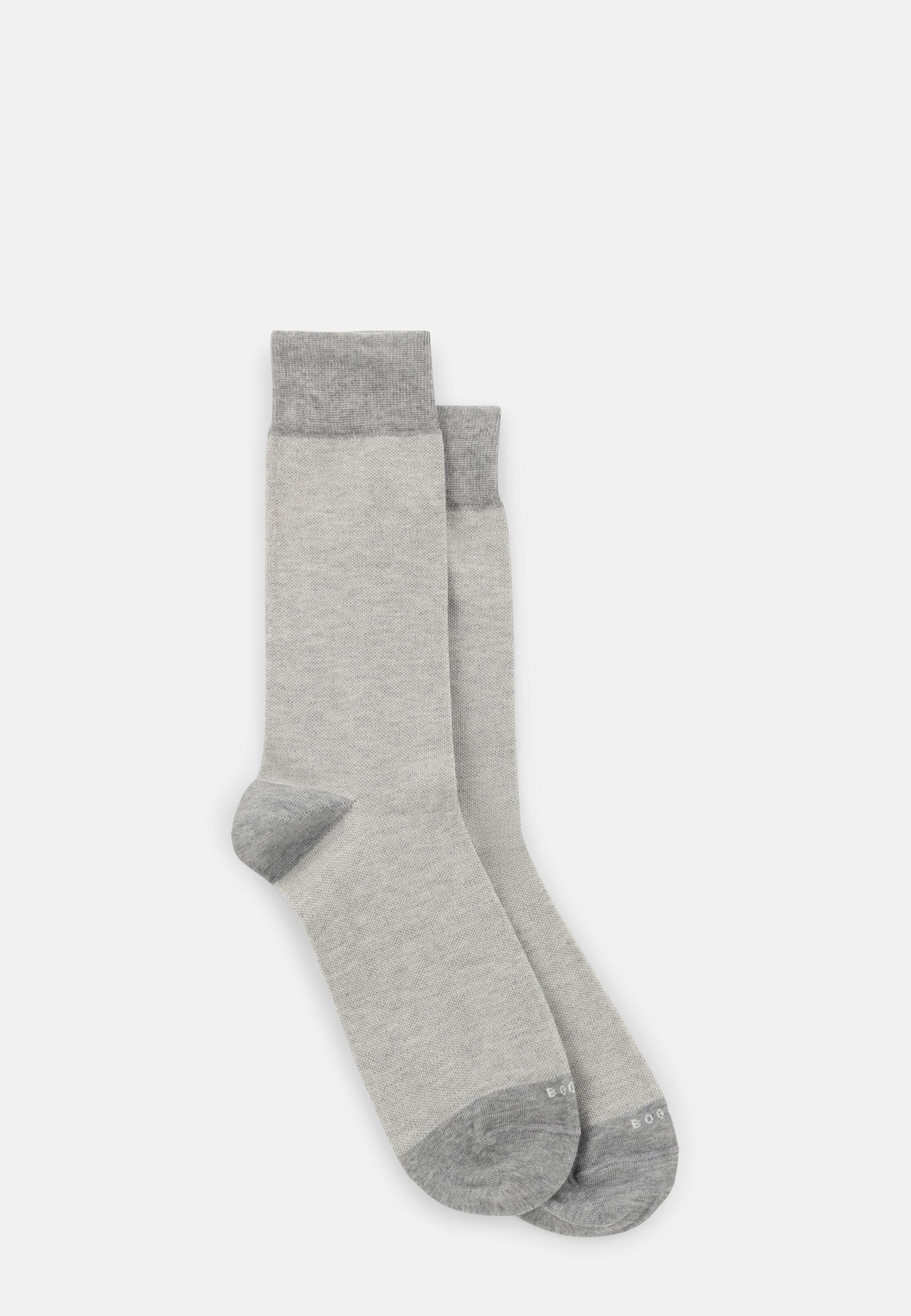 Short Socks Oxford Pattern Cotton Blend Light grey, Light grey, large image number 0