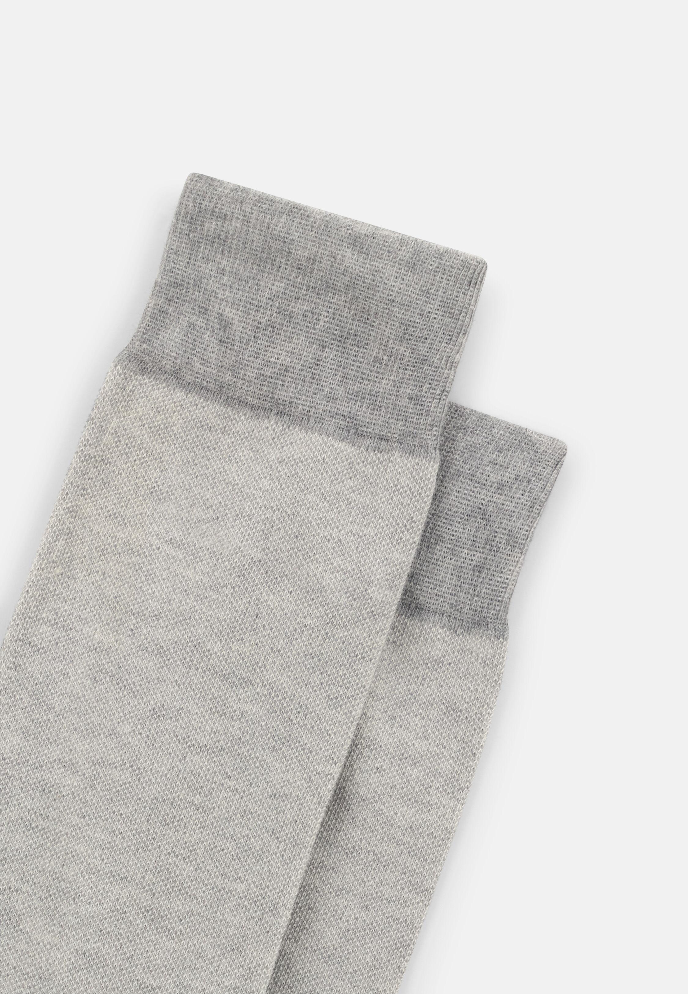 Short Socks Oxford Pattern Cotton Blend Light grey, Light grey, large image number 1
