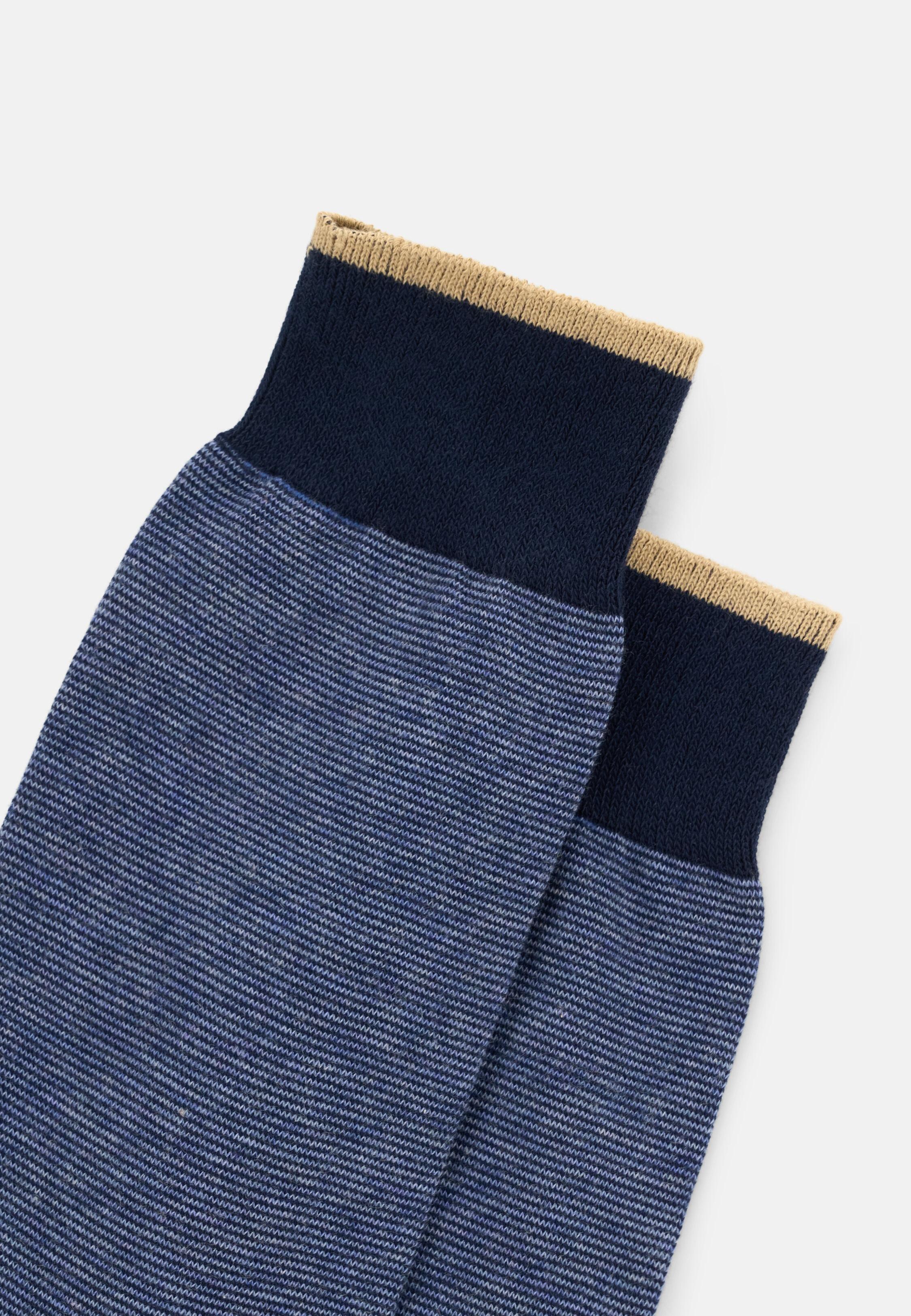 Short Socks Striped Cotton Blend, Navy Blue, Navy blue, large image number 2
