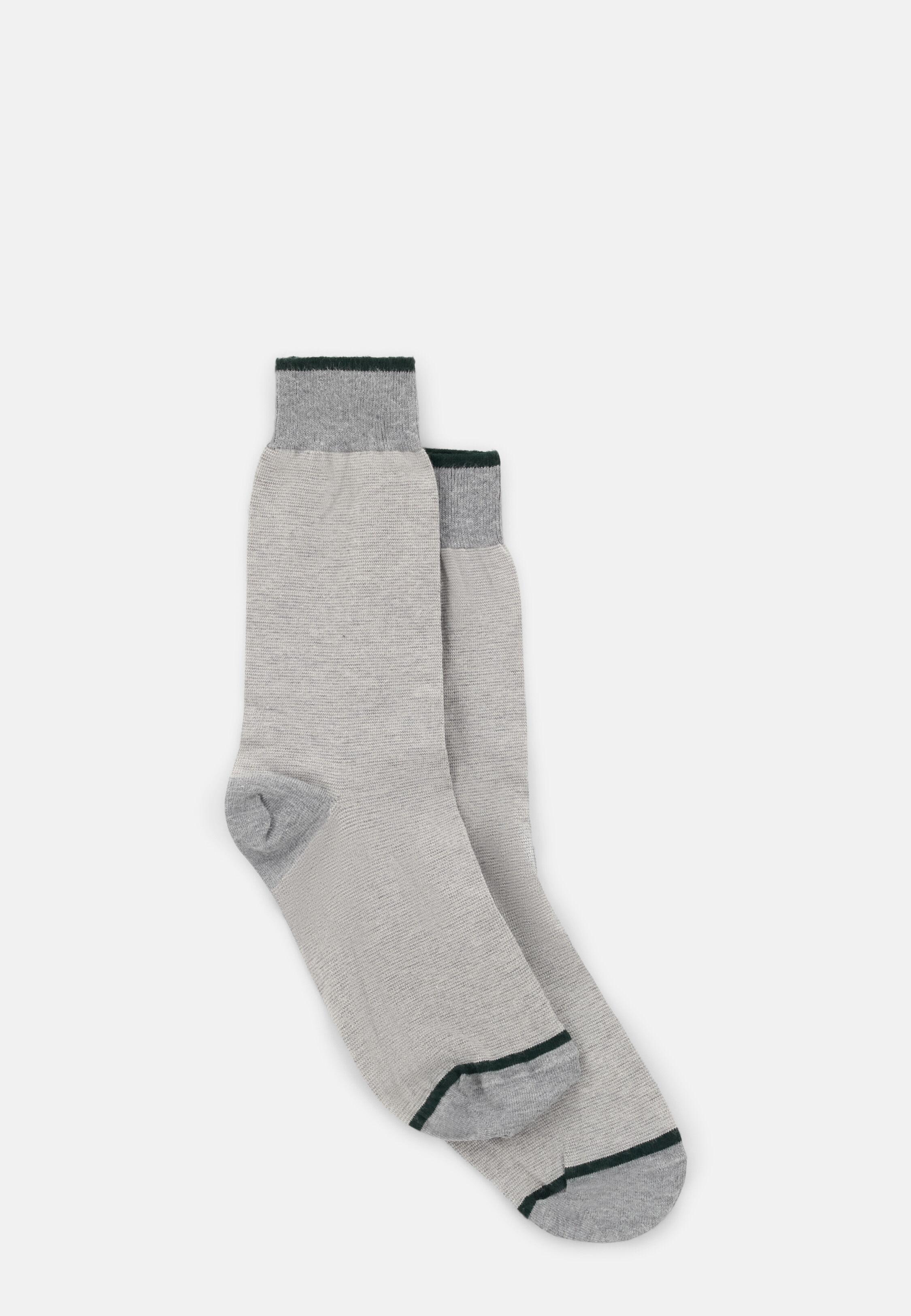 Short Socks Striped Cotton Blend Light grey, Light grey, large image number 0