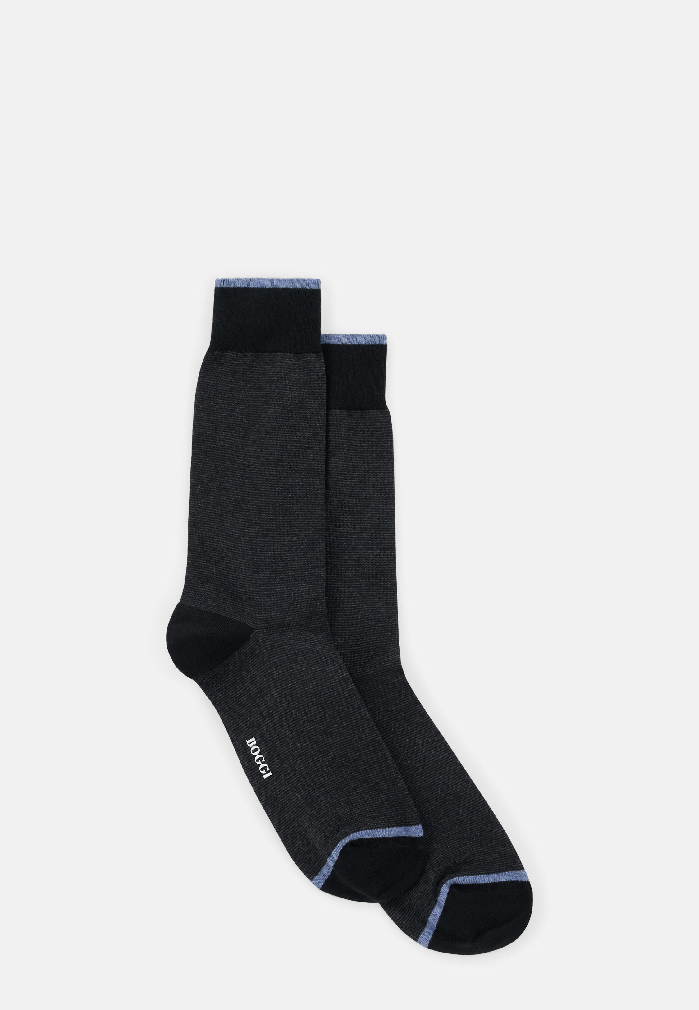Short Socks Striped Cotton Blend Black, Black, large image number 0