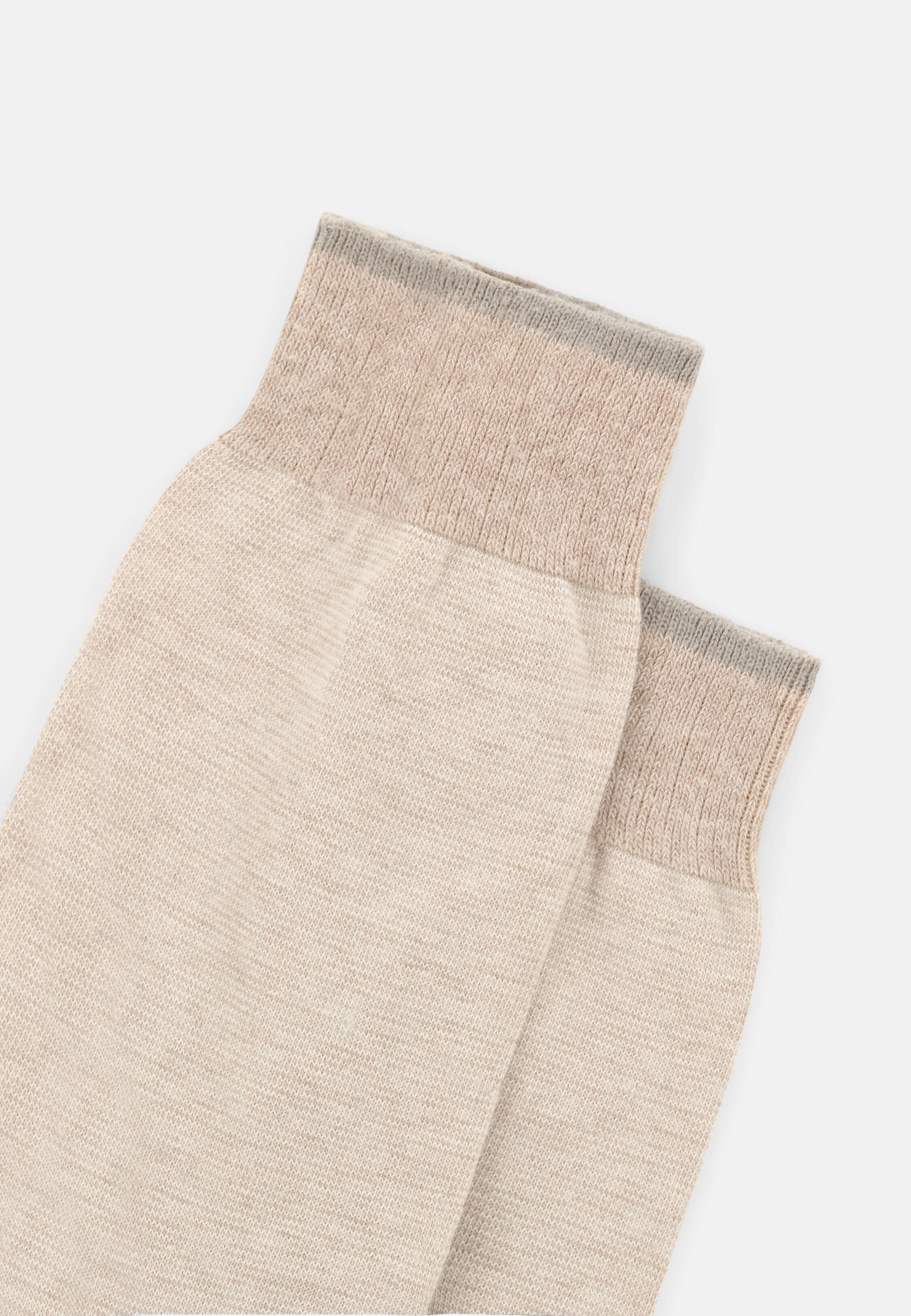 Short Socks Striped Cotton Blend Sand, Sand, large image number 1