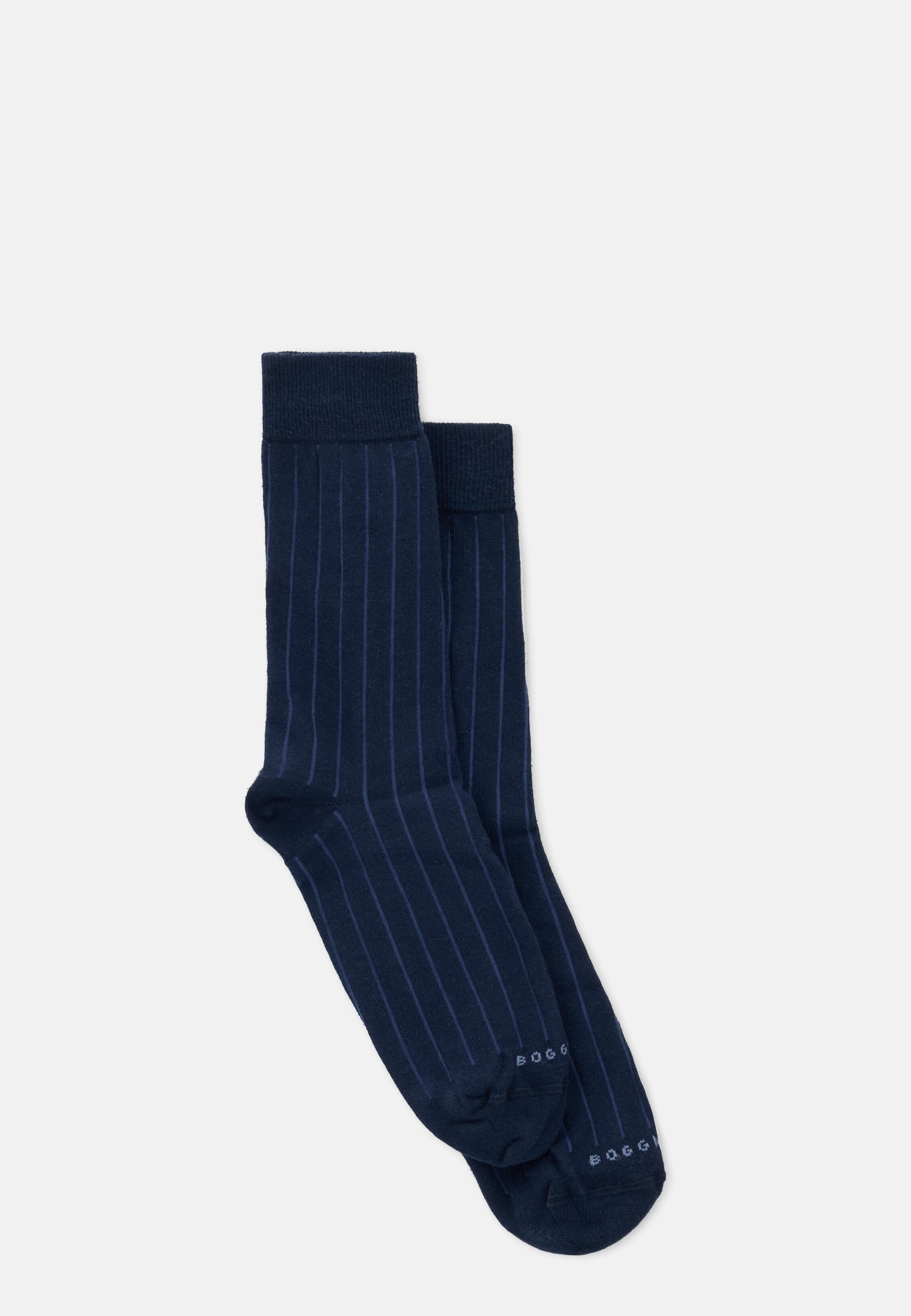 Short Socks Pinstripe Cotton Blend Navy blue, Navy blue, medium