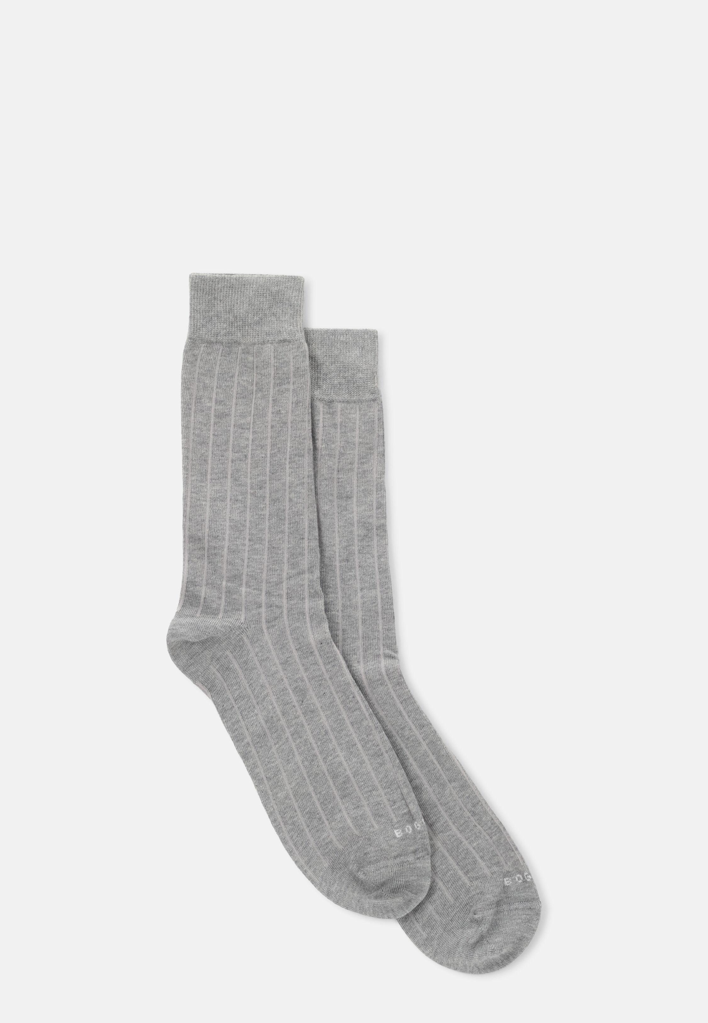 Short Socks Pinstripe Cotton Blend, Light Grey, Light grey, medium