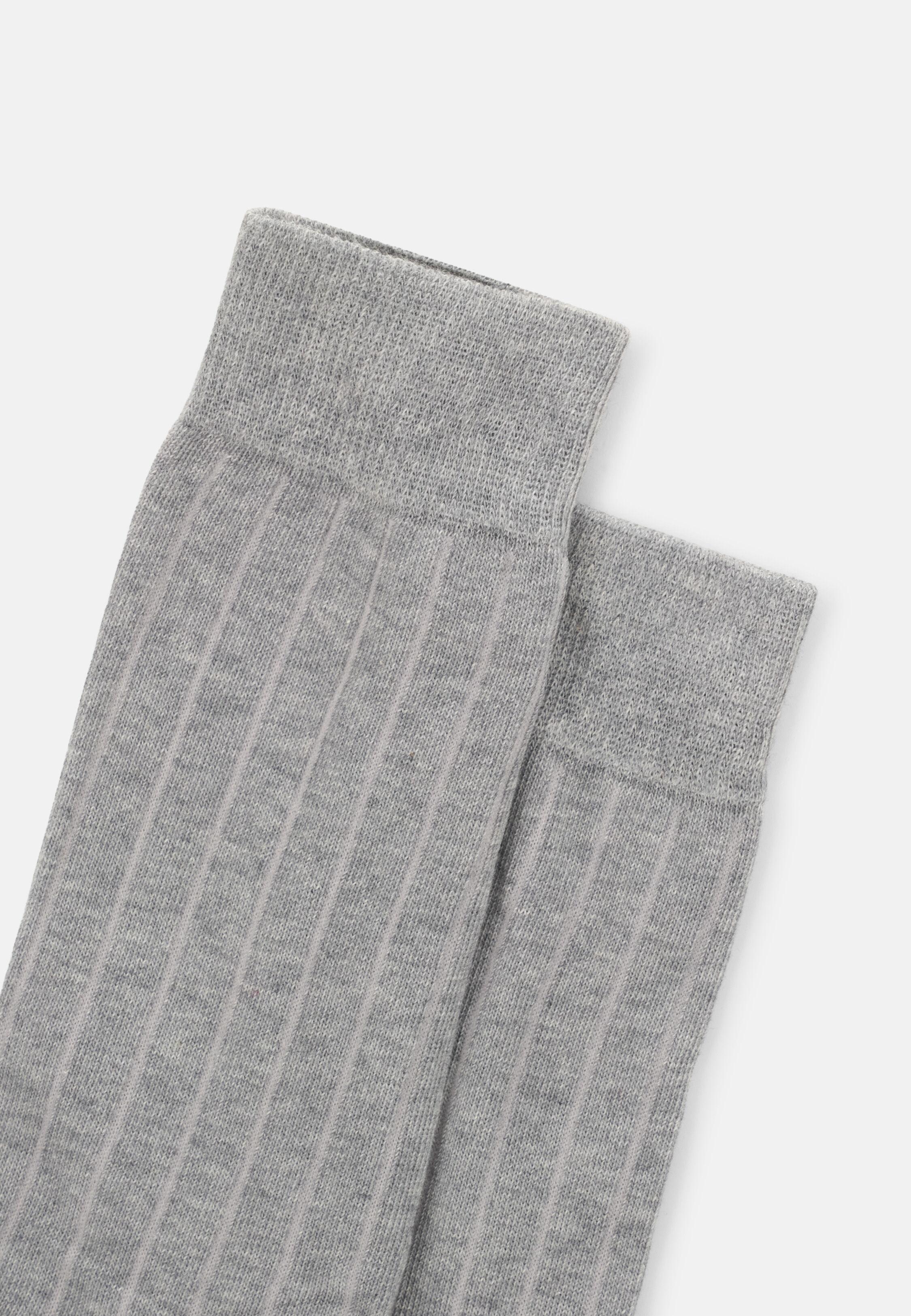 Short Socks Pinstripe Cotton Blend, Light Grey, Light grey, medium