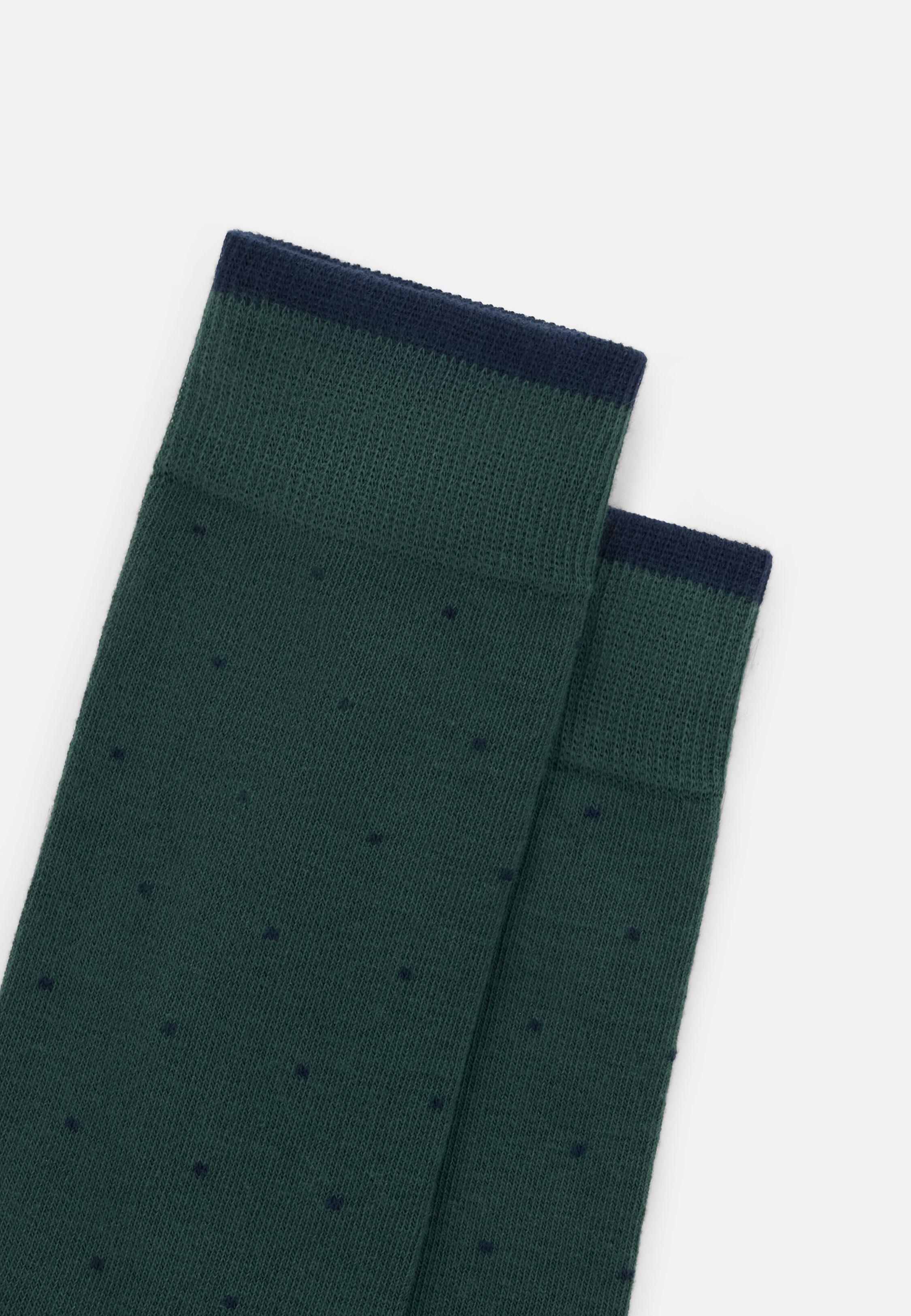Short Socks Polka Dot Cotton Blend, Dark Green, 3901_DKGE, medium