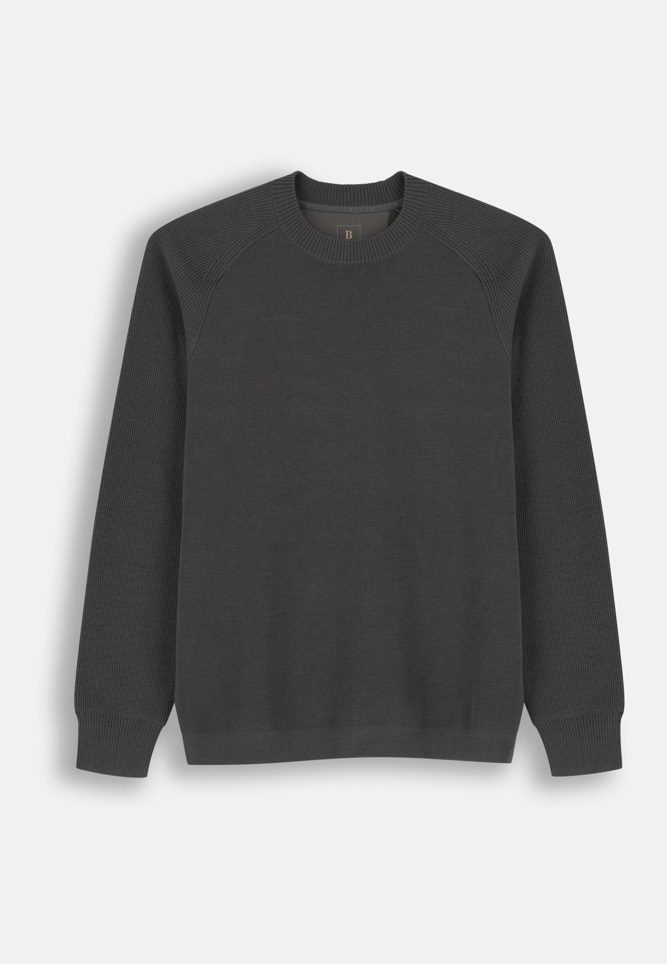 Crew Neck Jumper in Merino Wool Blend Wooltech Military Green, Military Green, medium