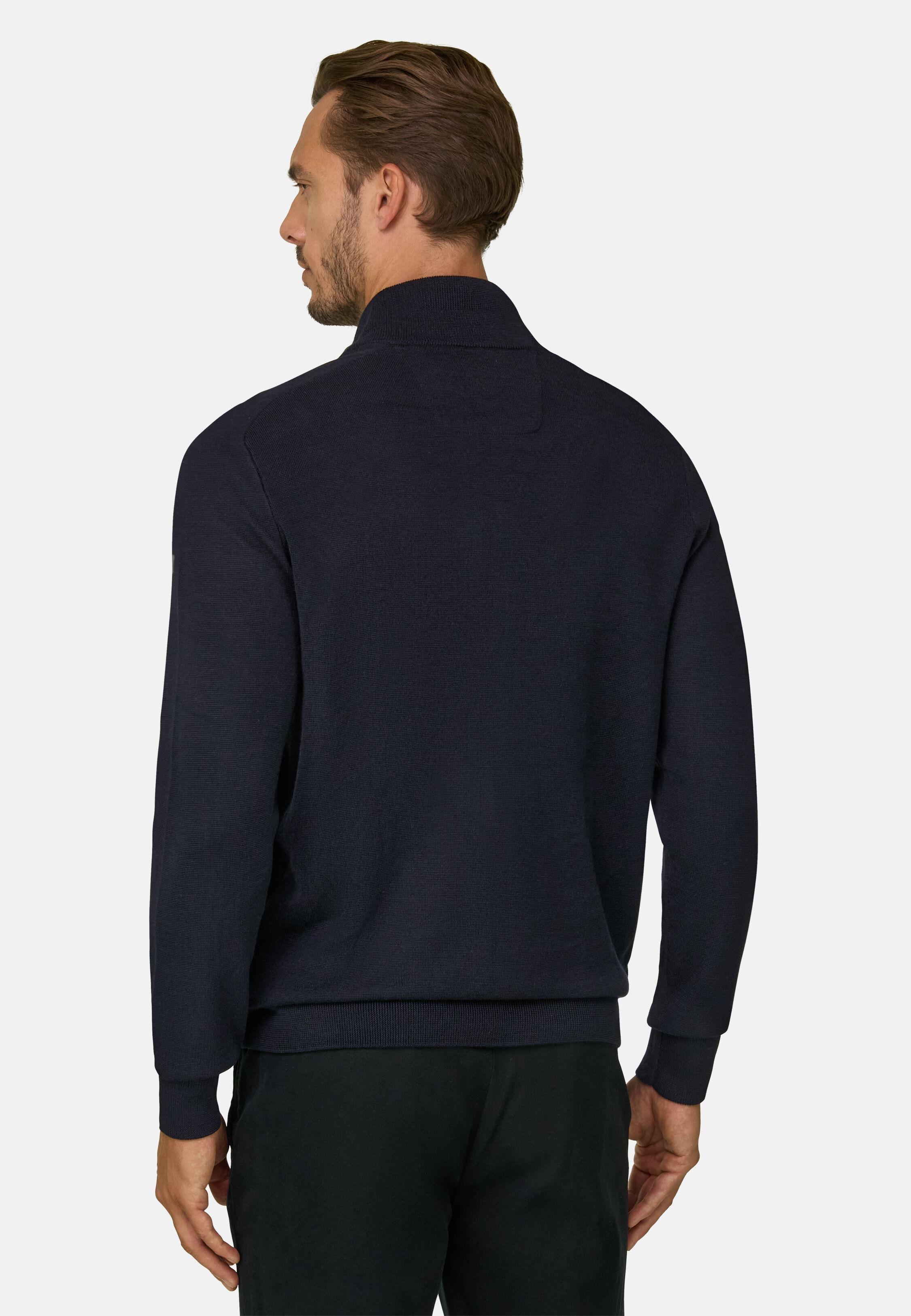 Full-Zip Jumper in Merino Wool Blend Wooltech Black, Black, large image number 3