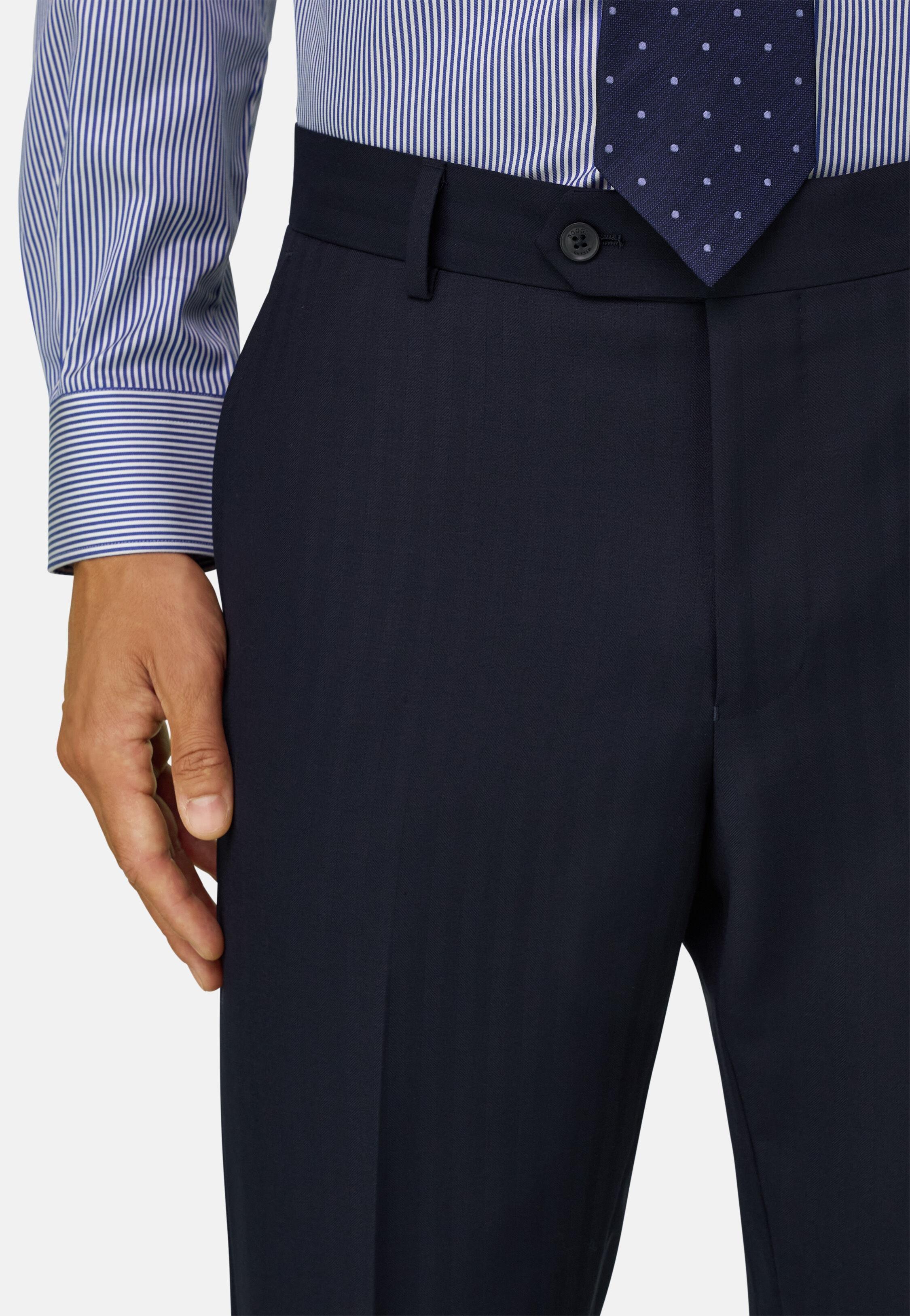 بدلة من صوف بنقشة متعرجة أزرق كحلي, Navy blue, medium