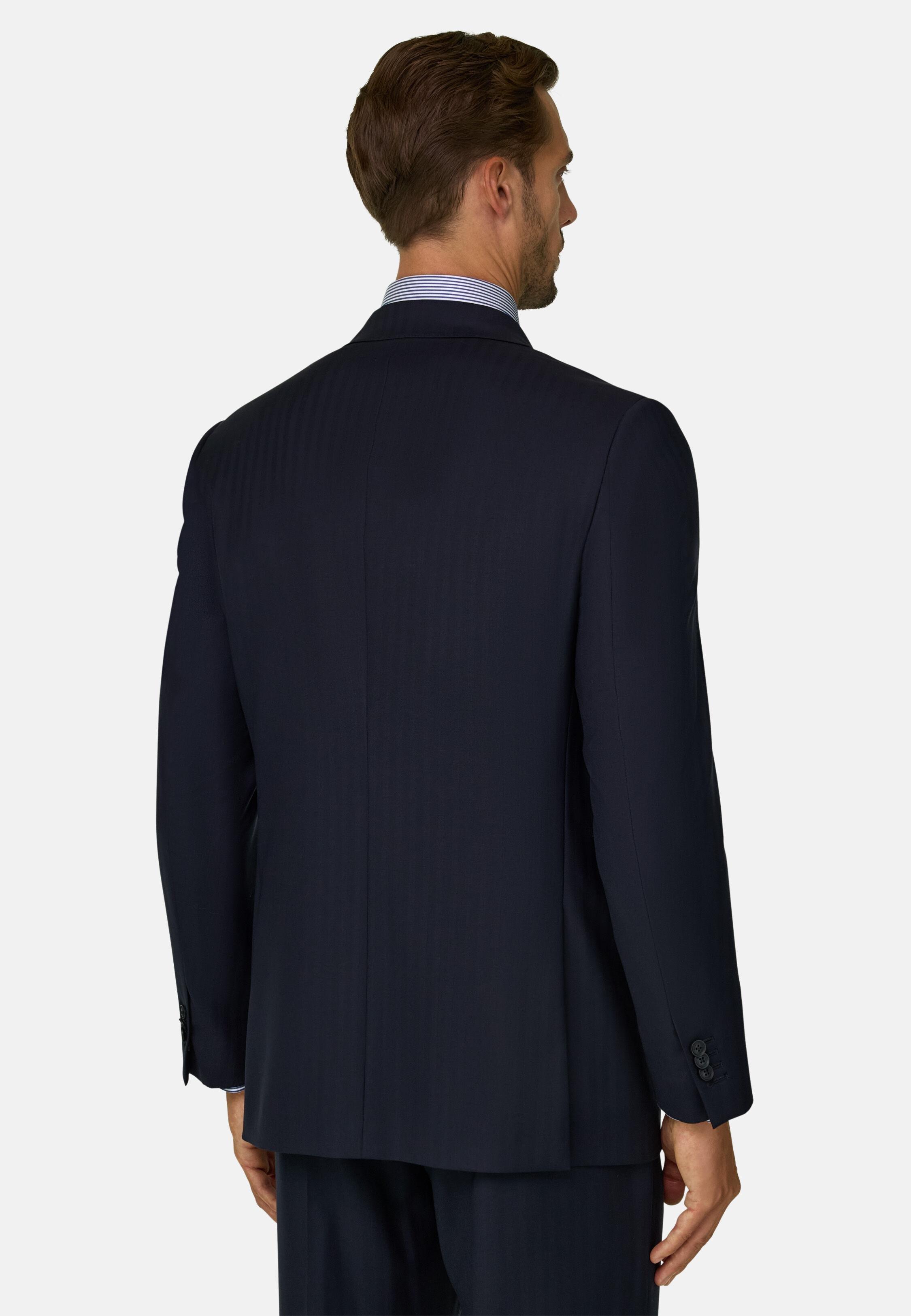 بدلة من صوف بنقشة متعرجة أزرق كحلي, Navy blue, large image number 3