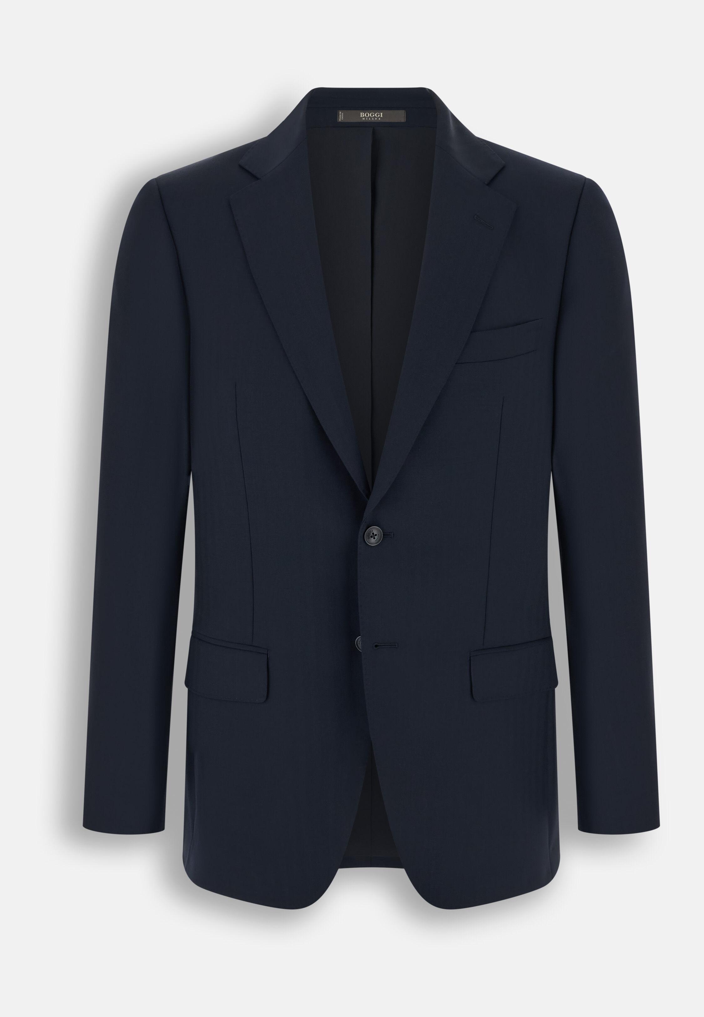 بدلة من صوف بنقشة متعرجة أزرق كحلي, Navy blue, large image number 5