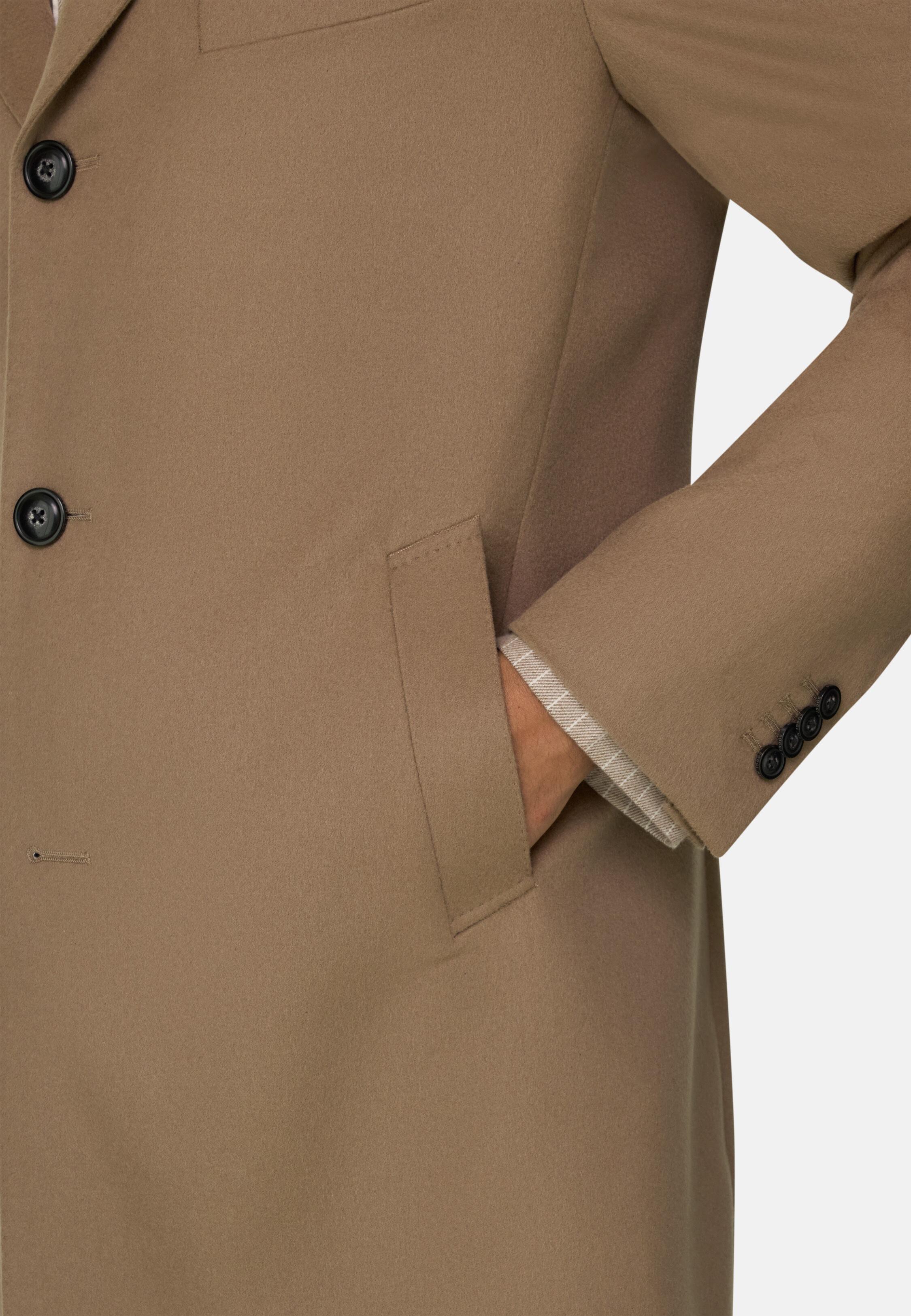 Coat in Pure Cashmere Single-Breasted Brown, 3901_CAML, large image number 3