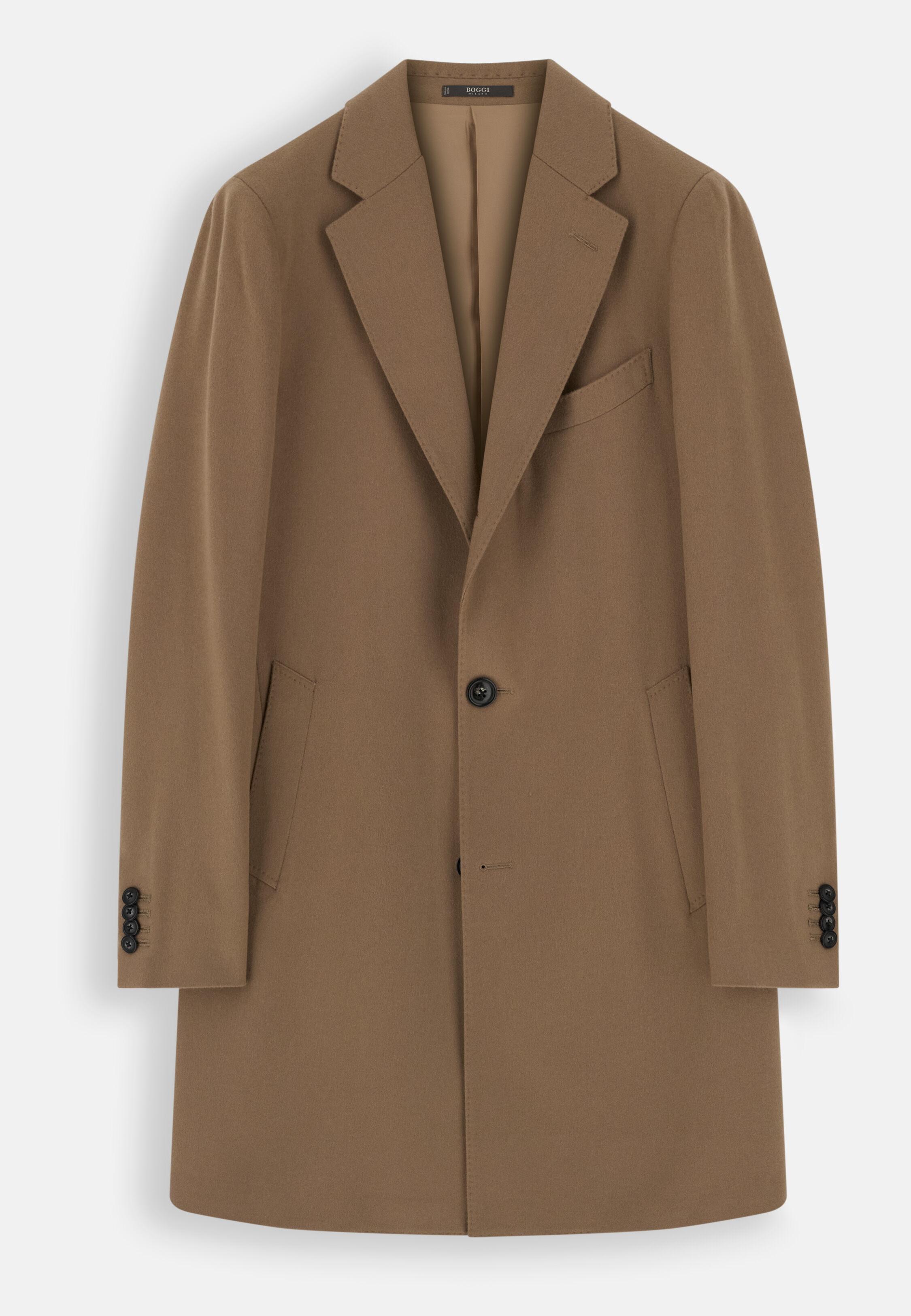 Coat in Pure Cashmere Single-Breasted Brown, 3901_CAML, large image number 4