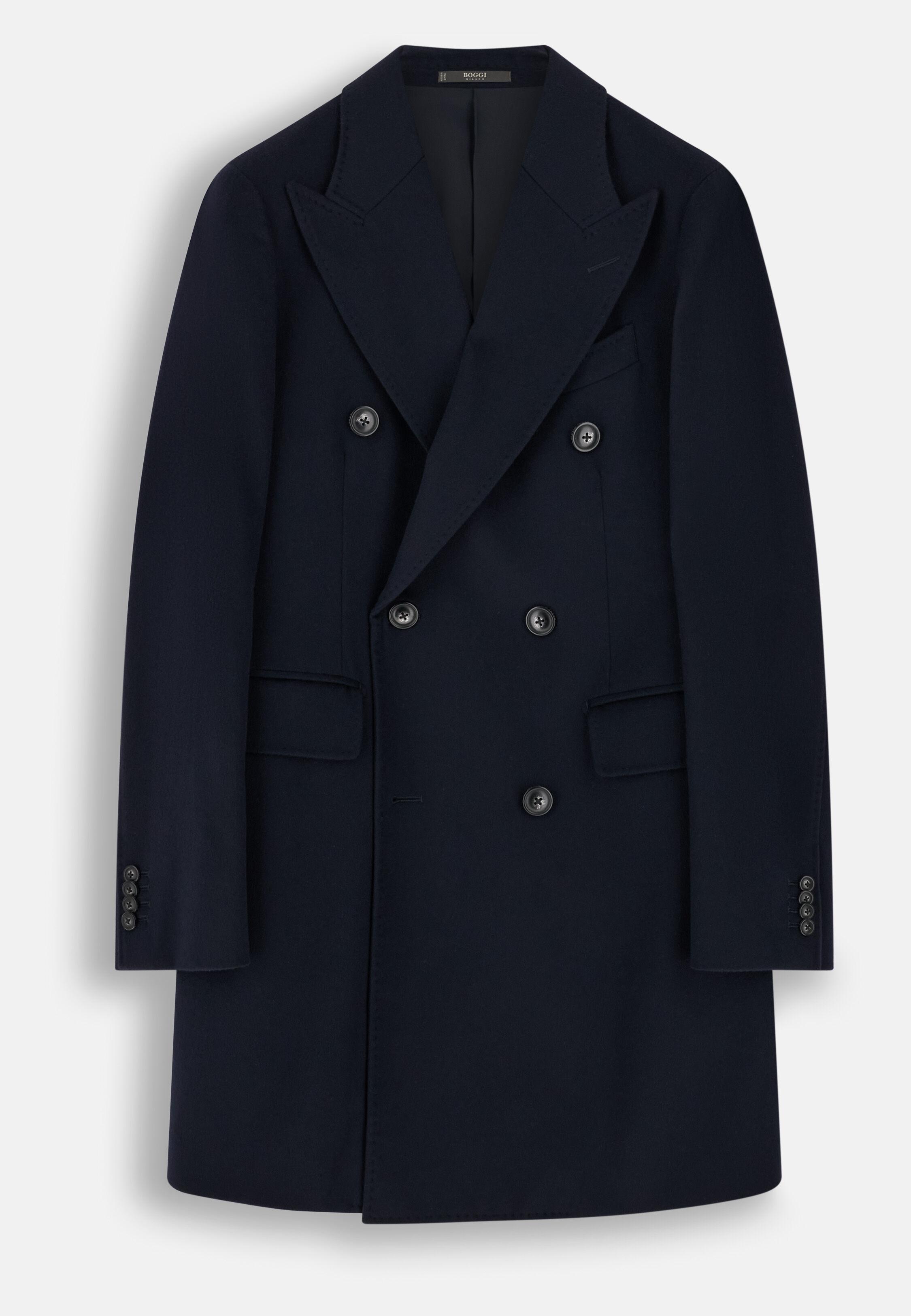 Coat in Pure Cashmere Double-Breasted Navy blue, Navy blue, large image number 4