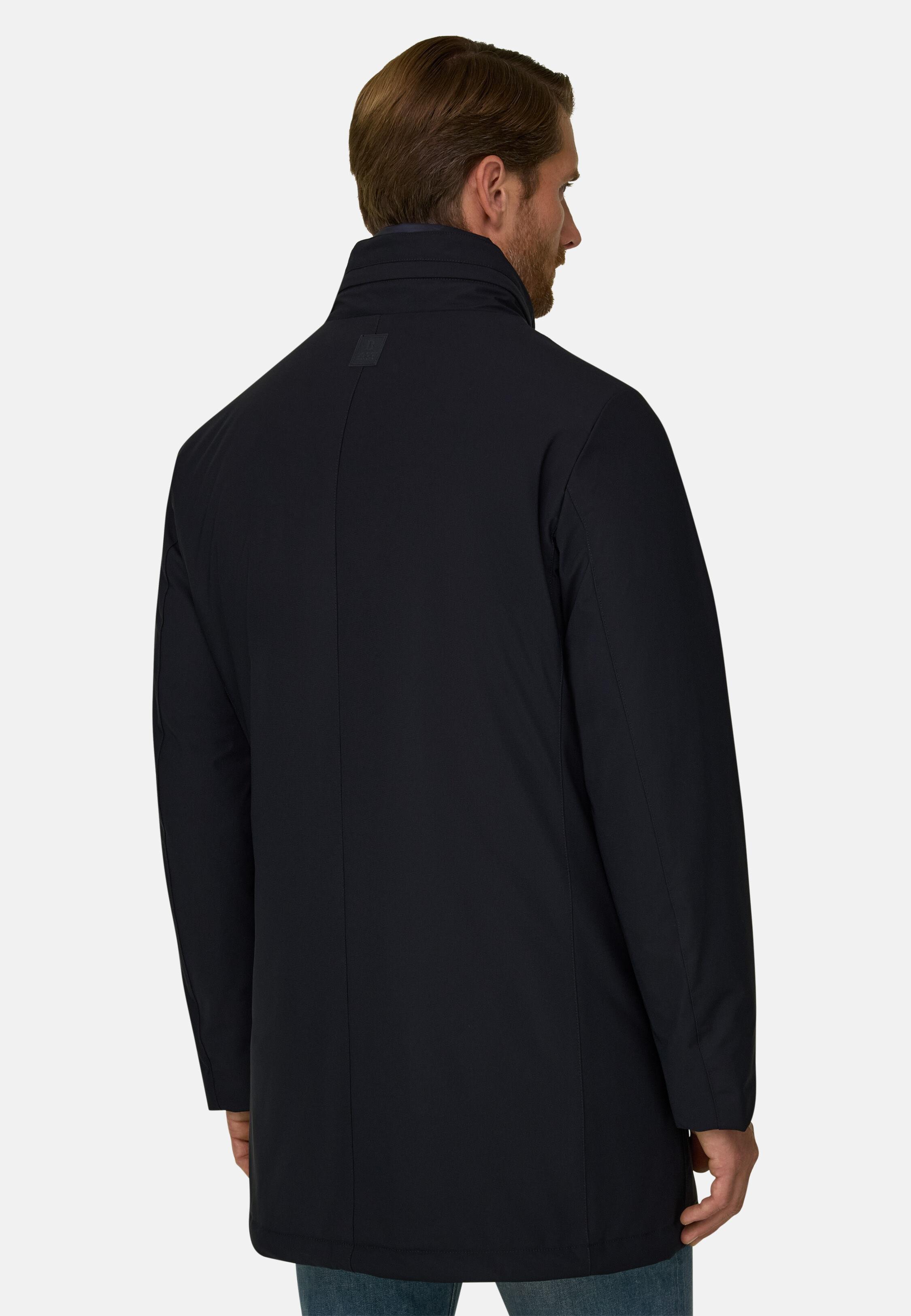 Car Coat in Padded Technical Fabric , Navy blue, medium