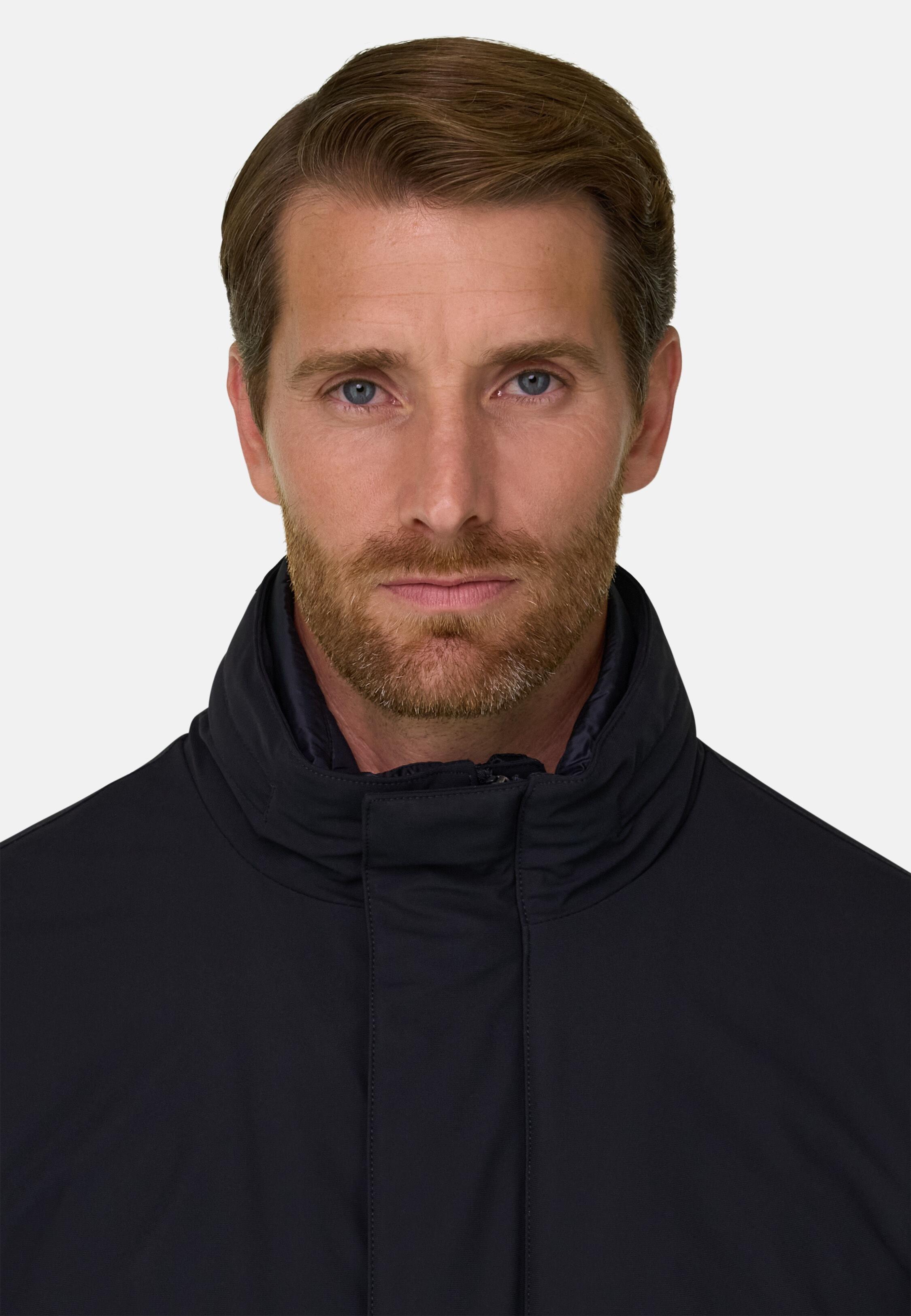 Car Coat in Padded Technical Fabric Navy blue, Navy blue, large image number 3