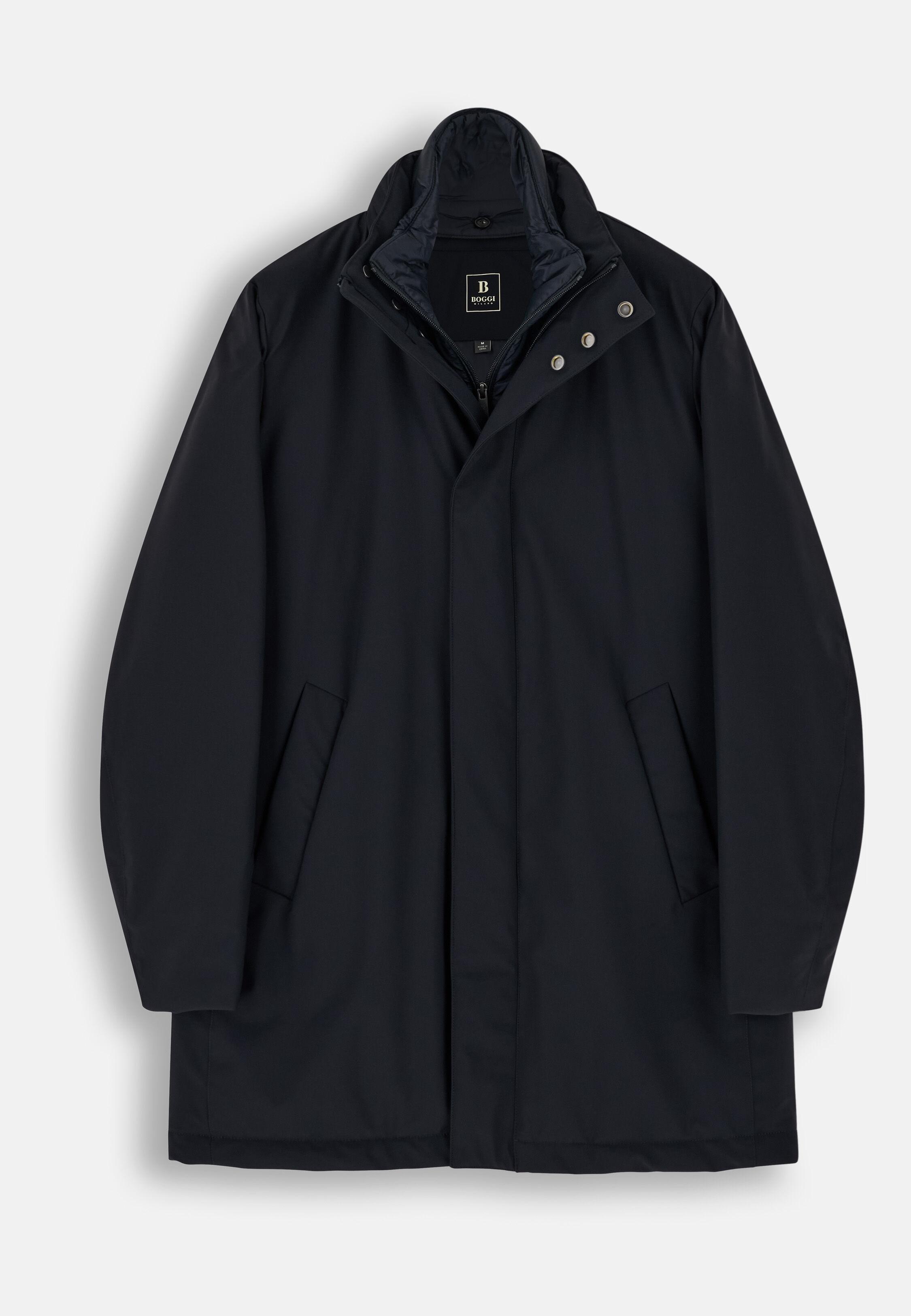 Car Coat in Padded Technical Fabric Navy blue, Navy blue, large image number 4