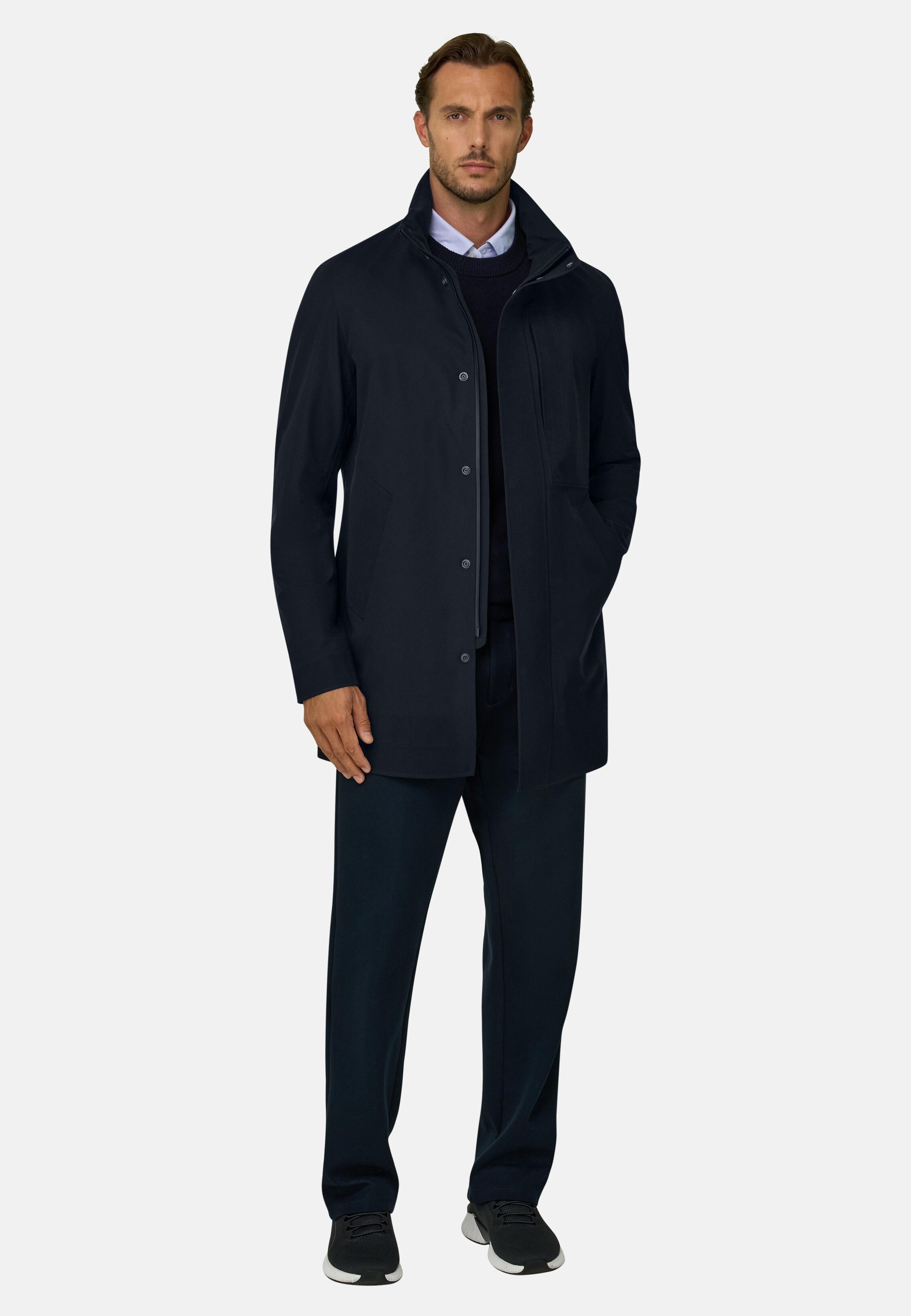 Car Coat in Technical Fabric B Tech Navy blue, Navy blue, medium