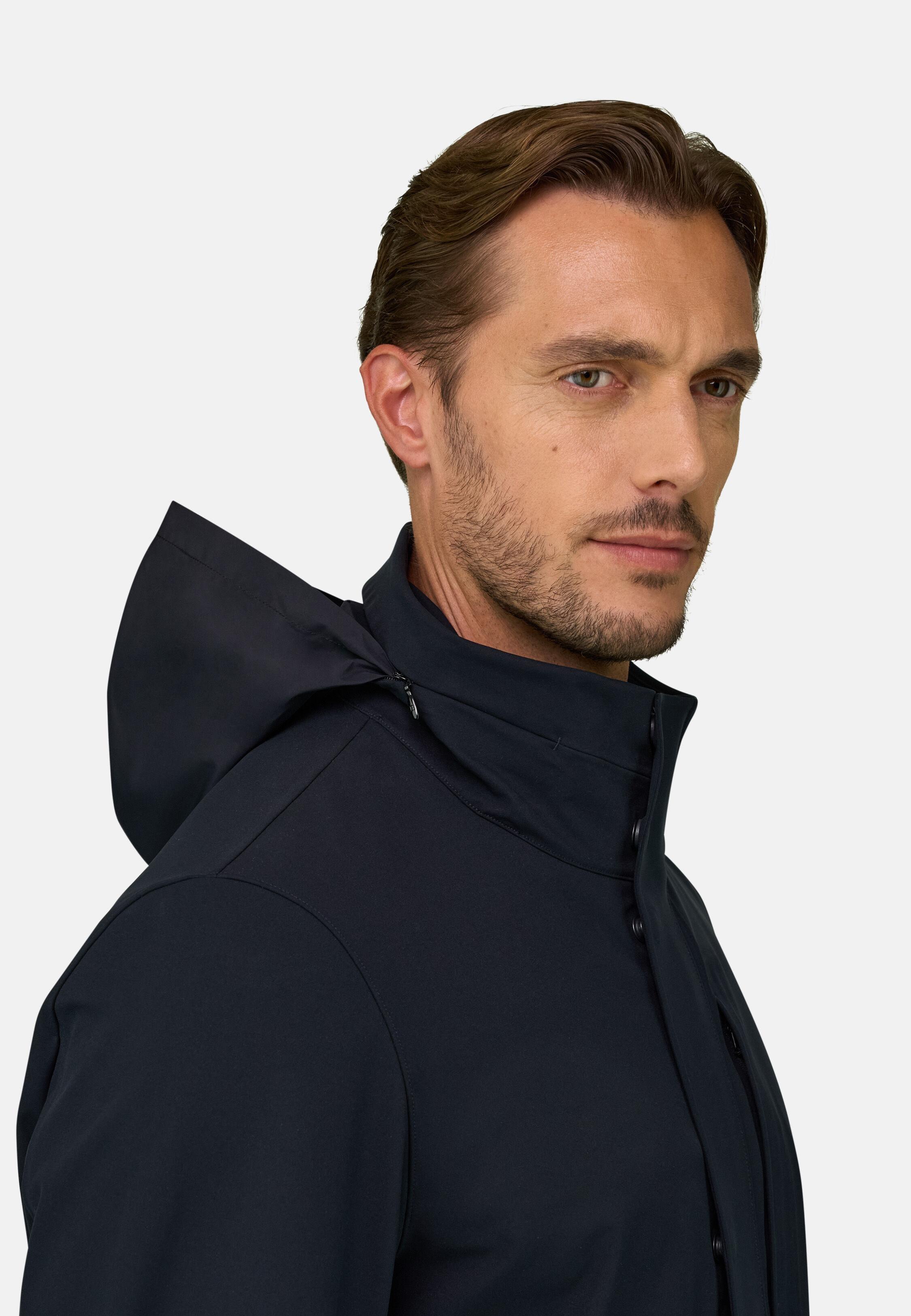 Car Coat in Technical Fabric B Tech Navy blue, Navy blue, medium