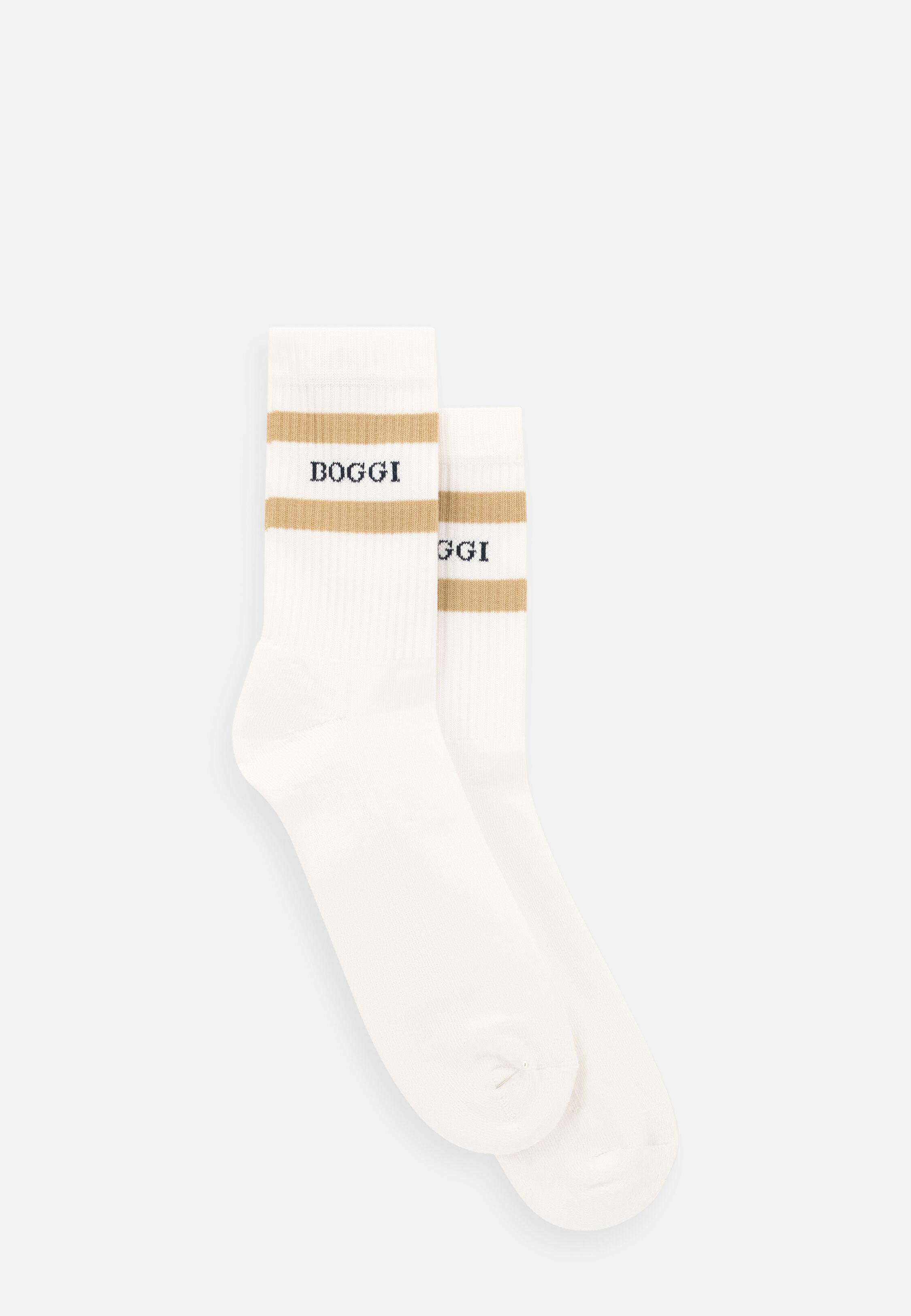 جوارب قصيرة مخططة بشعار من مزيج القطن أبيض, White, large image number 0