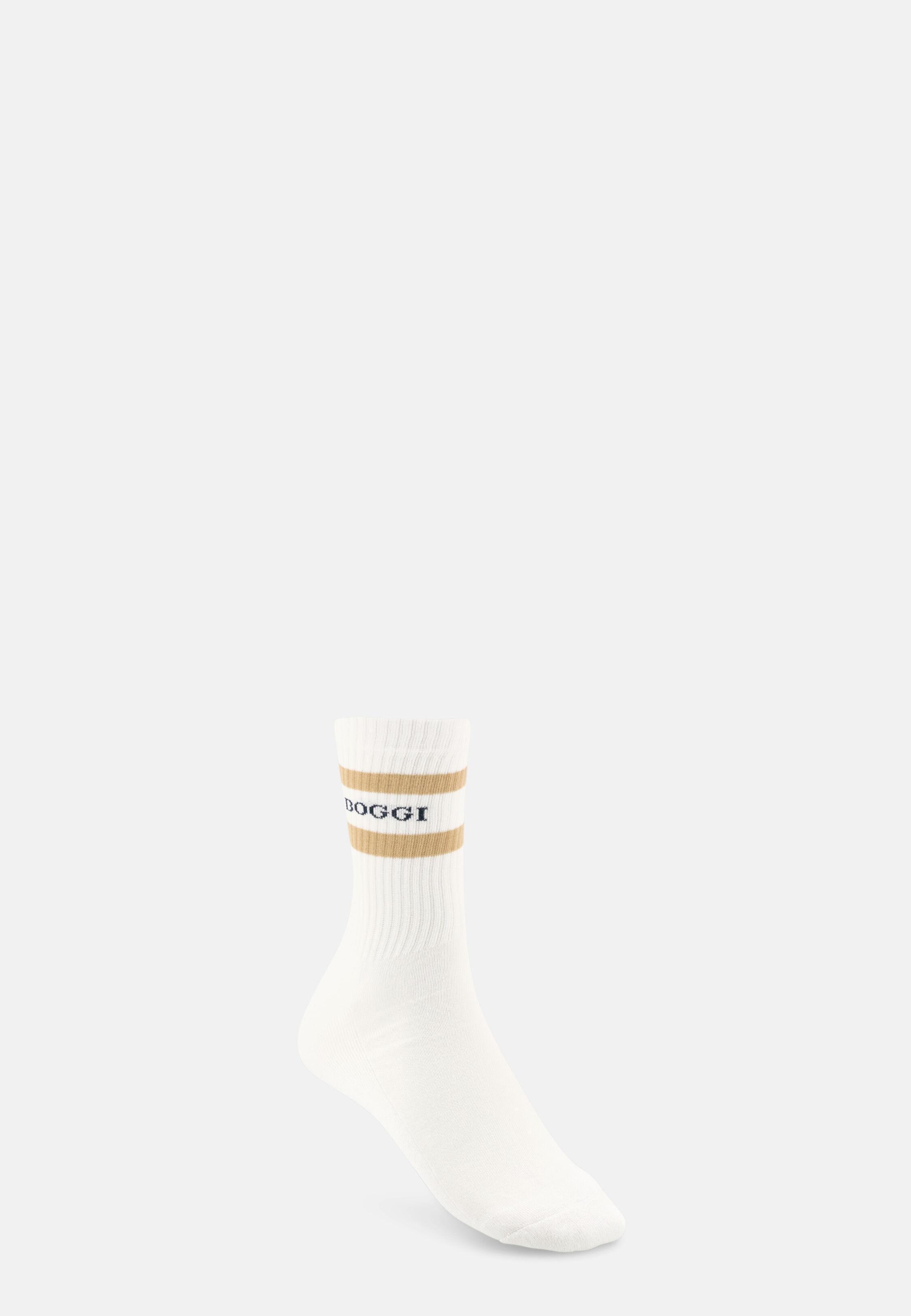 جوارب قصيرة مخططة بشعار من مزيج القطن أبيض, White, large image number 1
