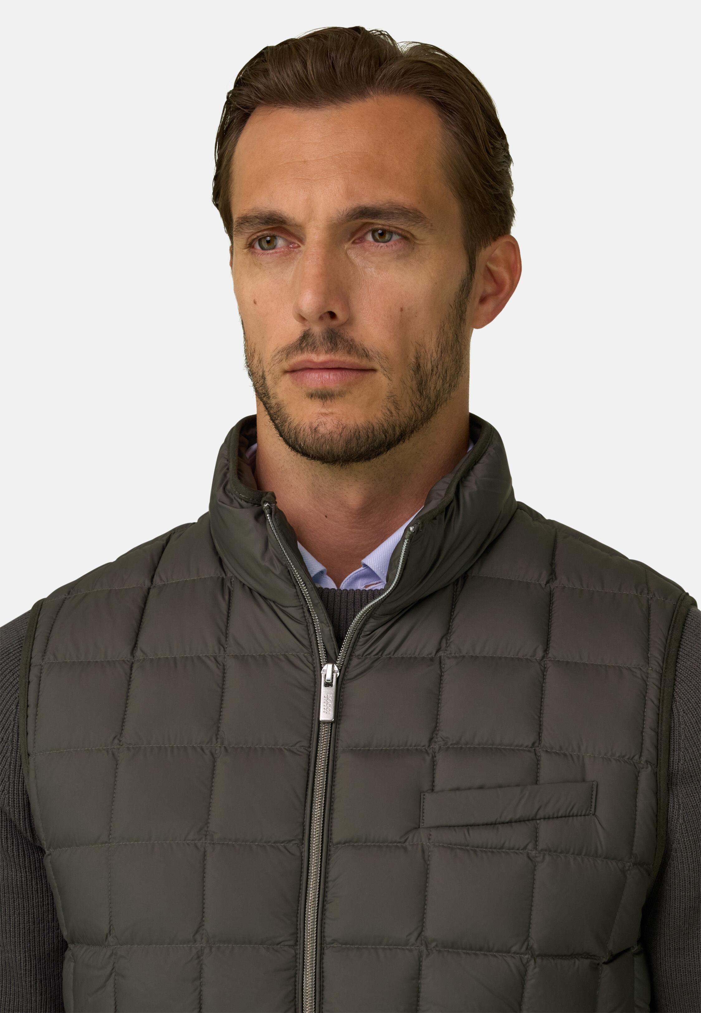 Gilet in Goose Down Military Green, Military Green, large image number 1