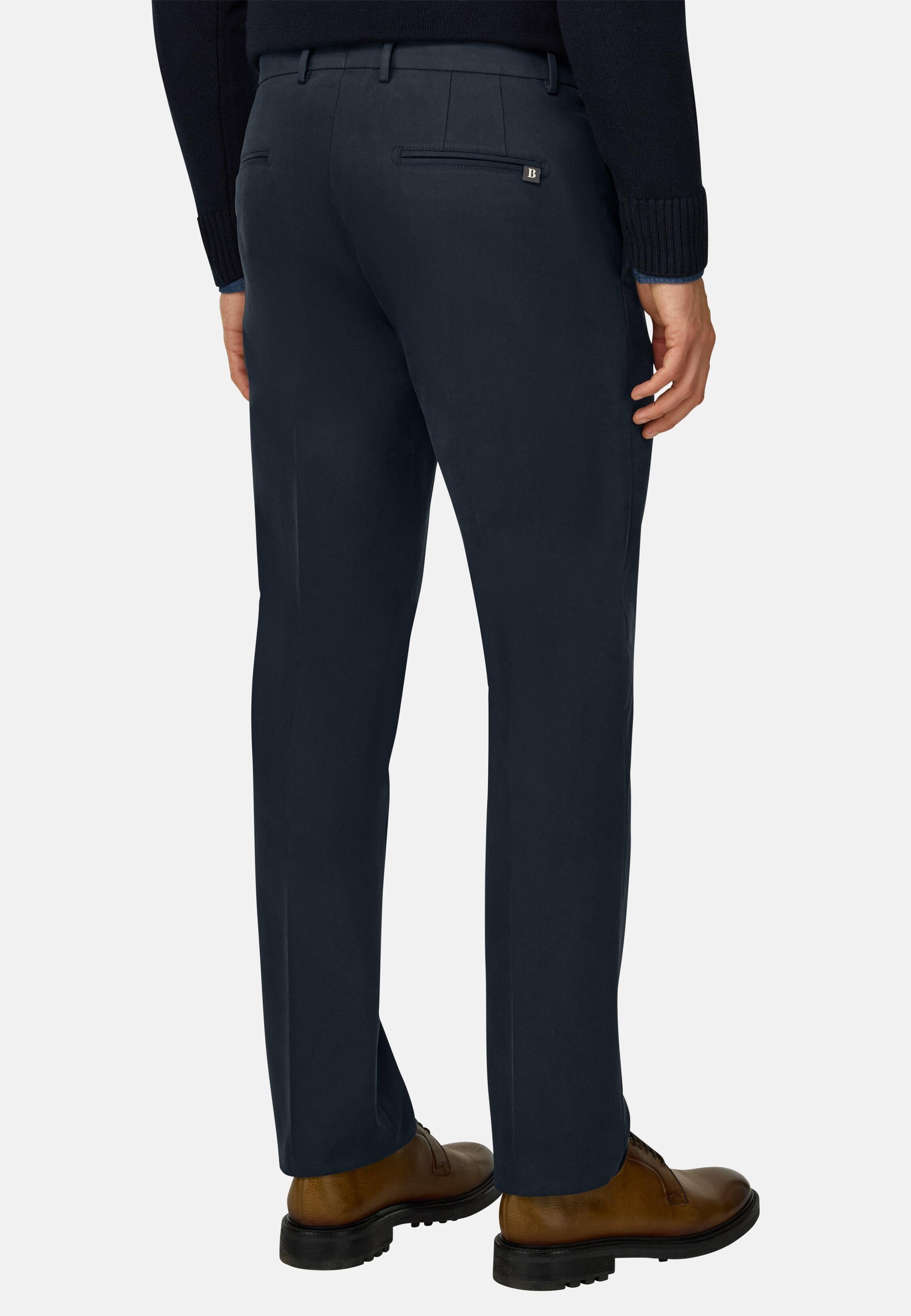 Trousers In Stretch Cotton Tencil Modal, Navy, Navy blue, large image number 1