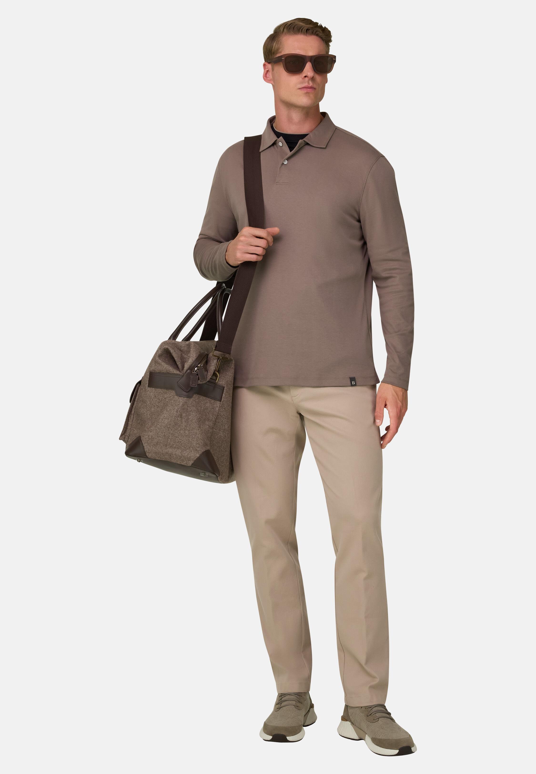 Trousers in Stretch Cotton, Sand, Sand, medium