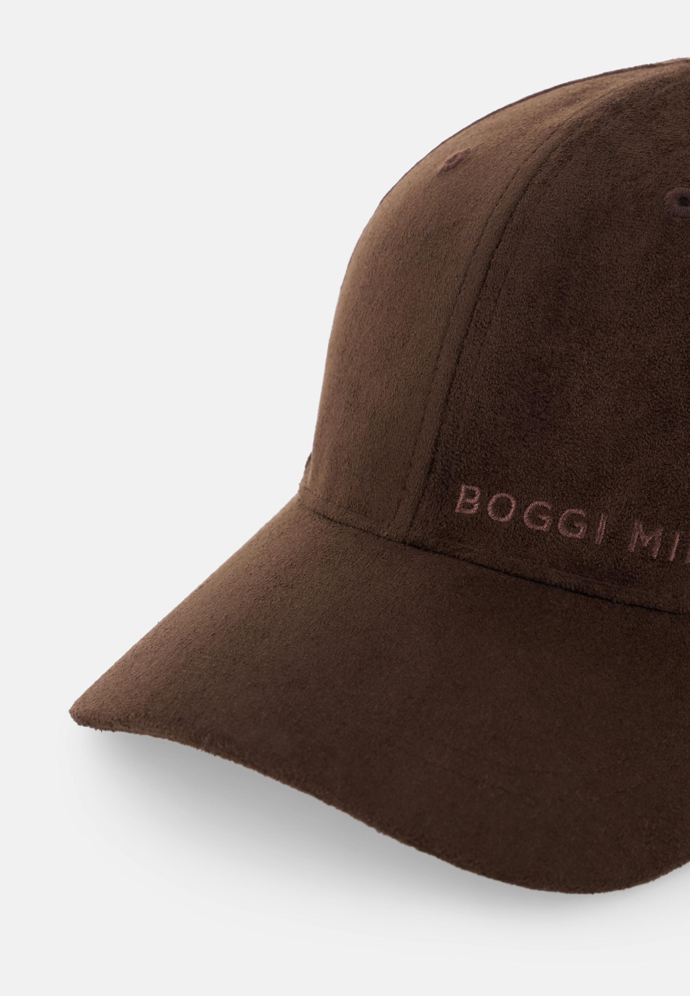 Peaked Cap in Suede-Look Fabric Dark brown, Dark brown, large image number 0