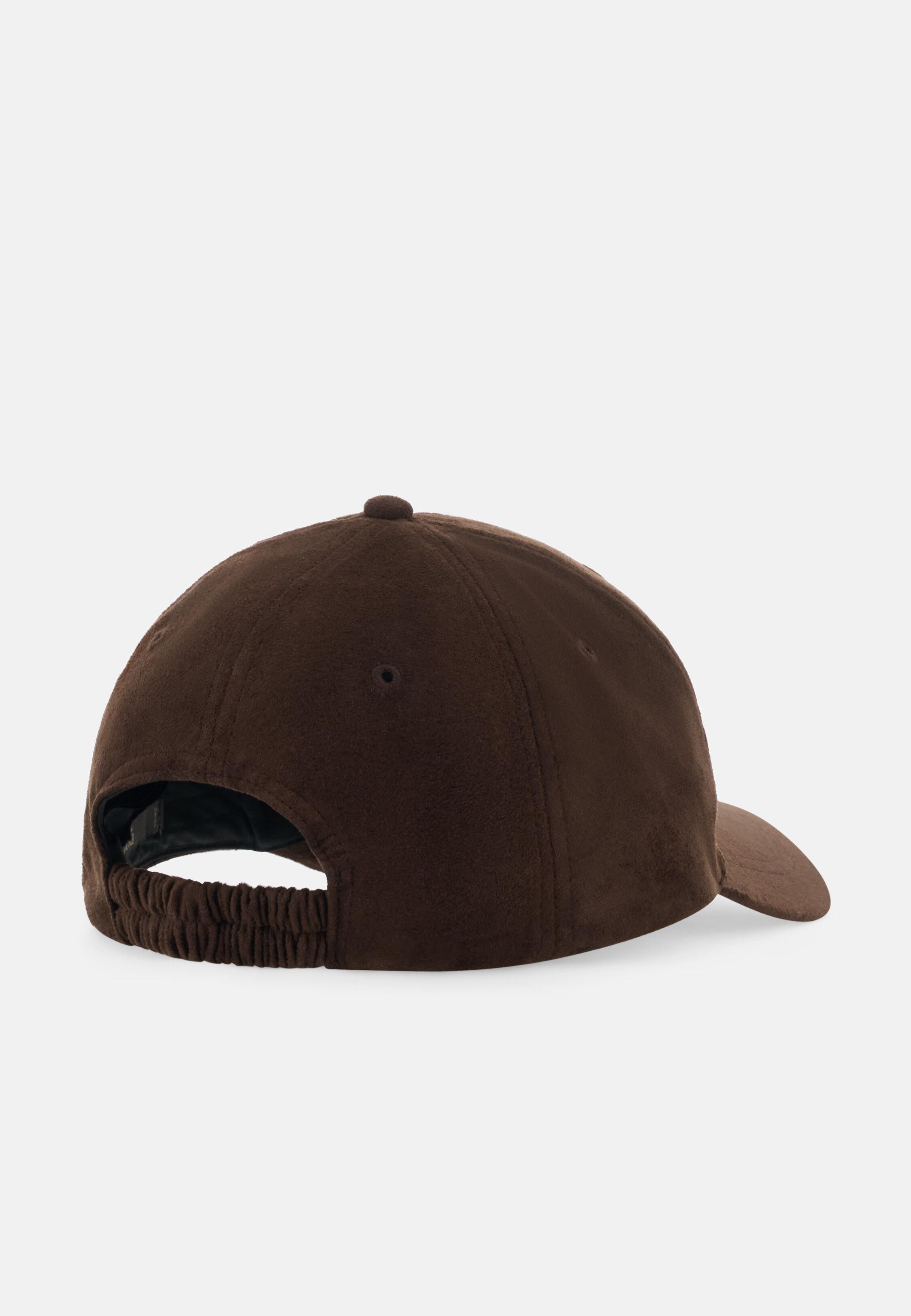 Peaked Cap in Suede-Look Fabric Dark brown, Dark brown, large image number 1