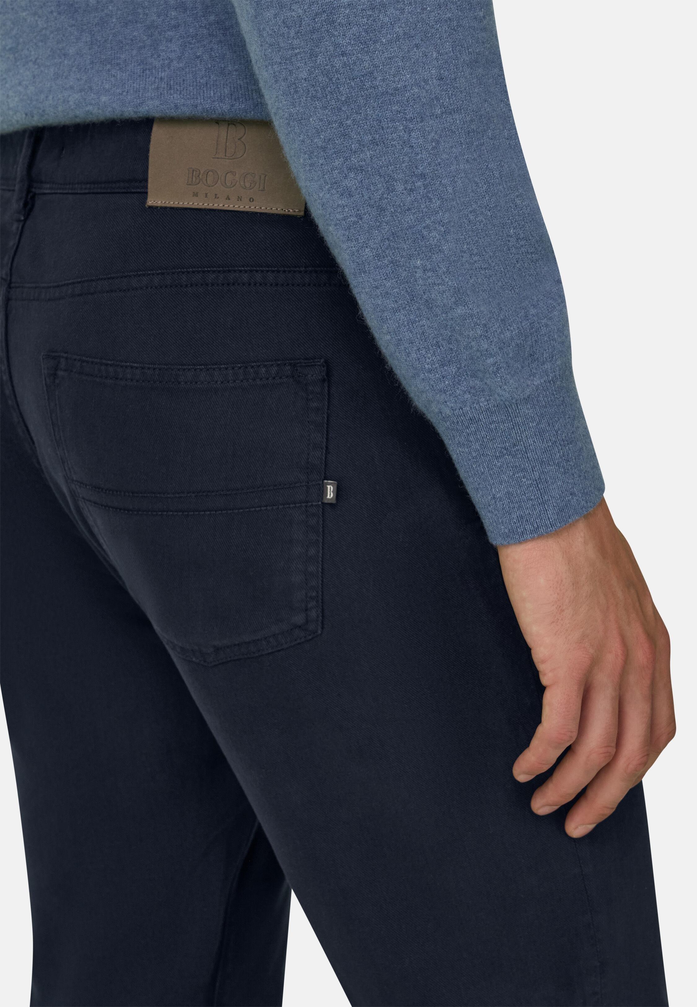 Jeans in Stretch Cotton Tencel , Navy blue, medium