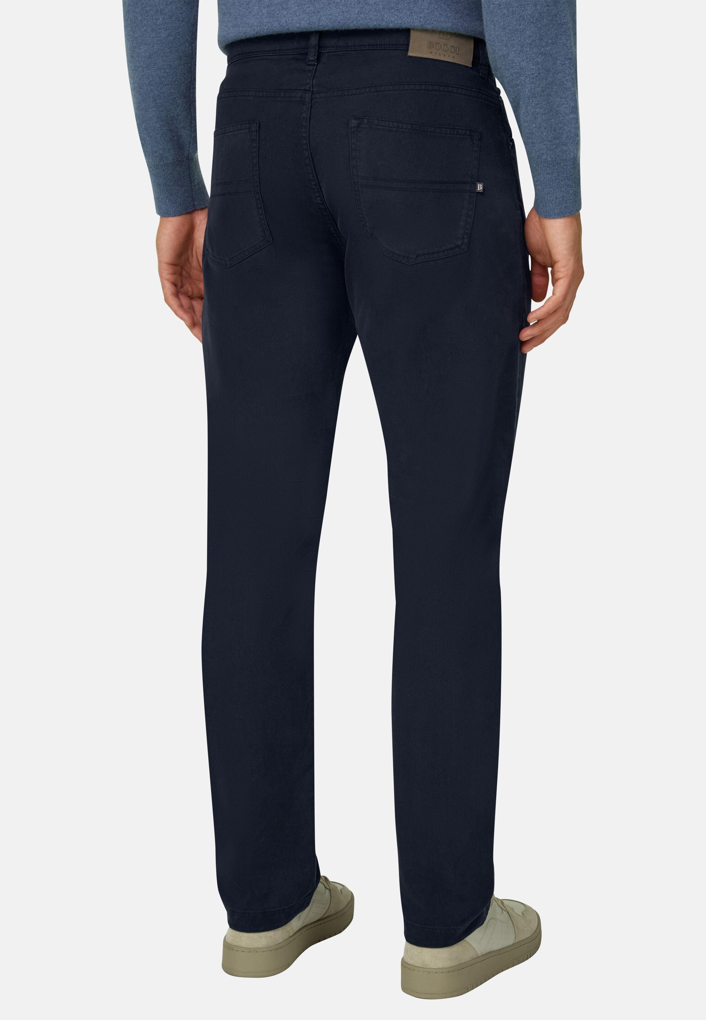 Jeans in Stretch Cotton Tencel Navy blue, Navy blue, large image number 4