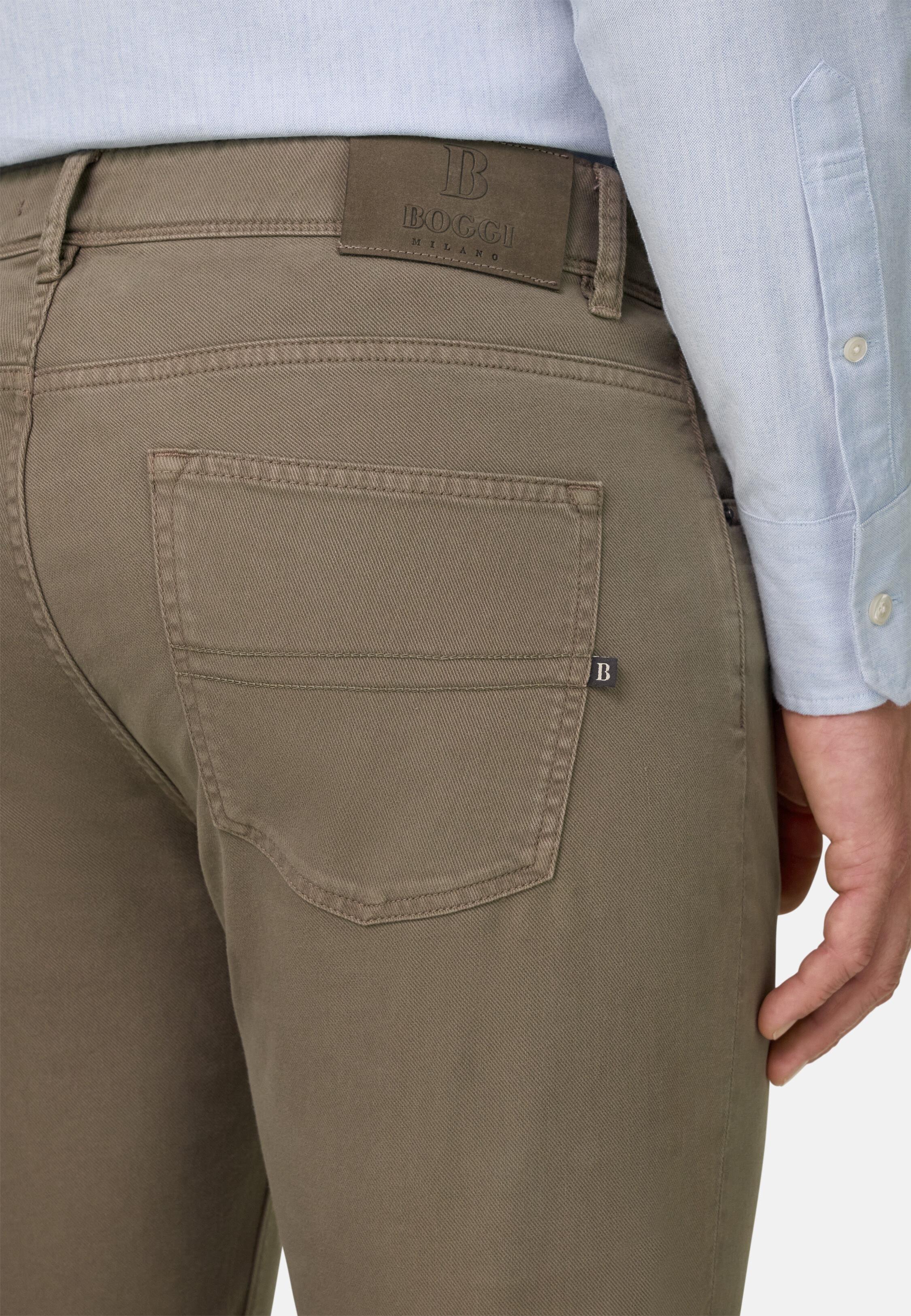 Jeans in Stretch Cotton TENCEL, Mud, Mud, medium