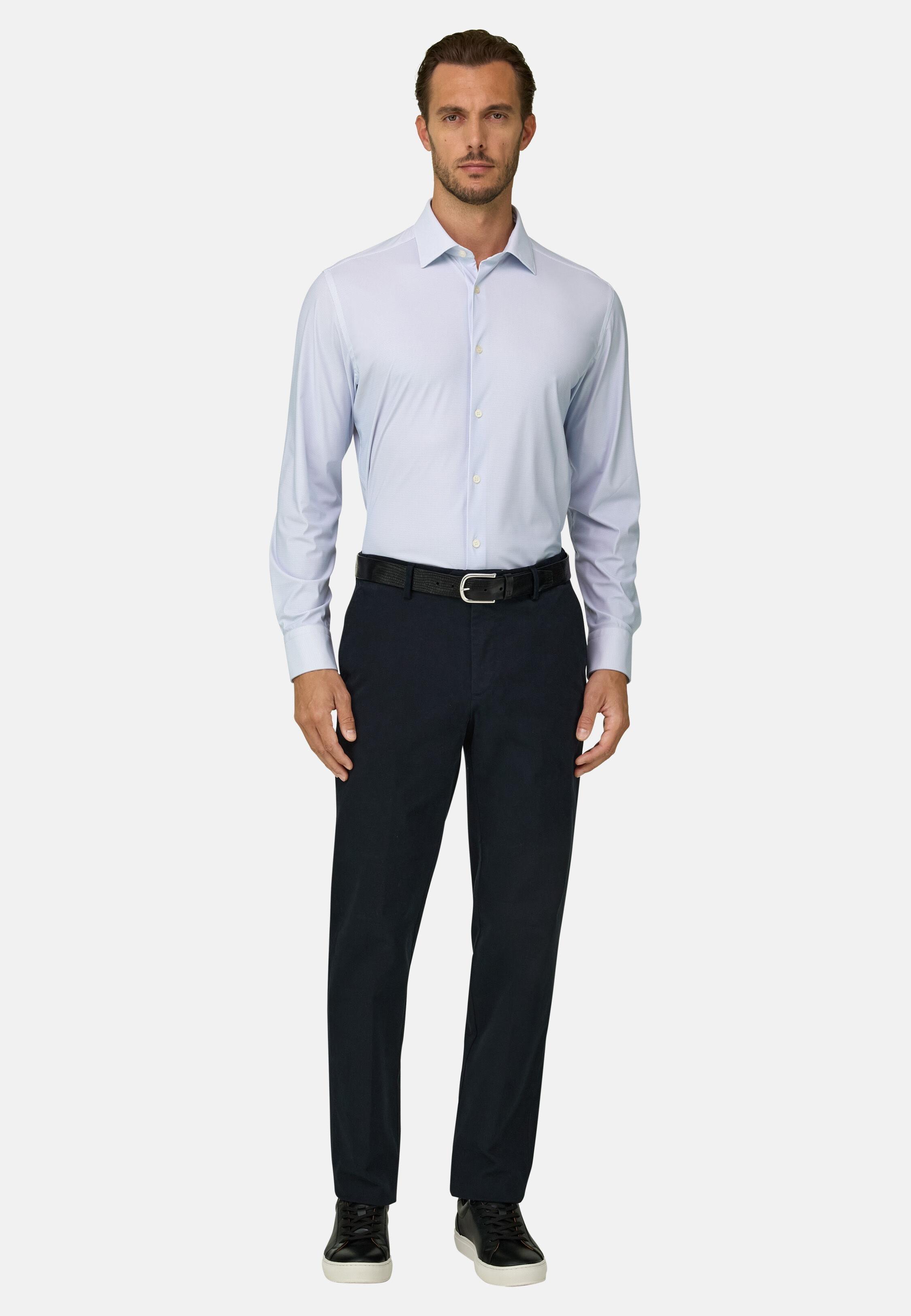 Trousers in Stretch Cotton Tencel Navy blue, Navy blue, large image number 0