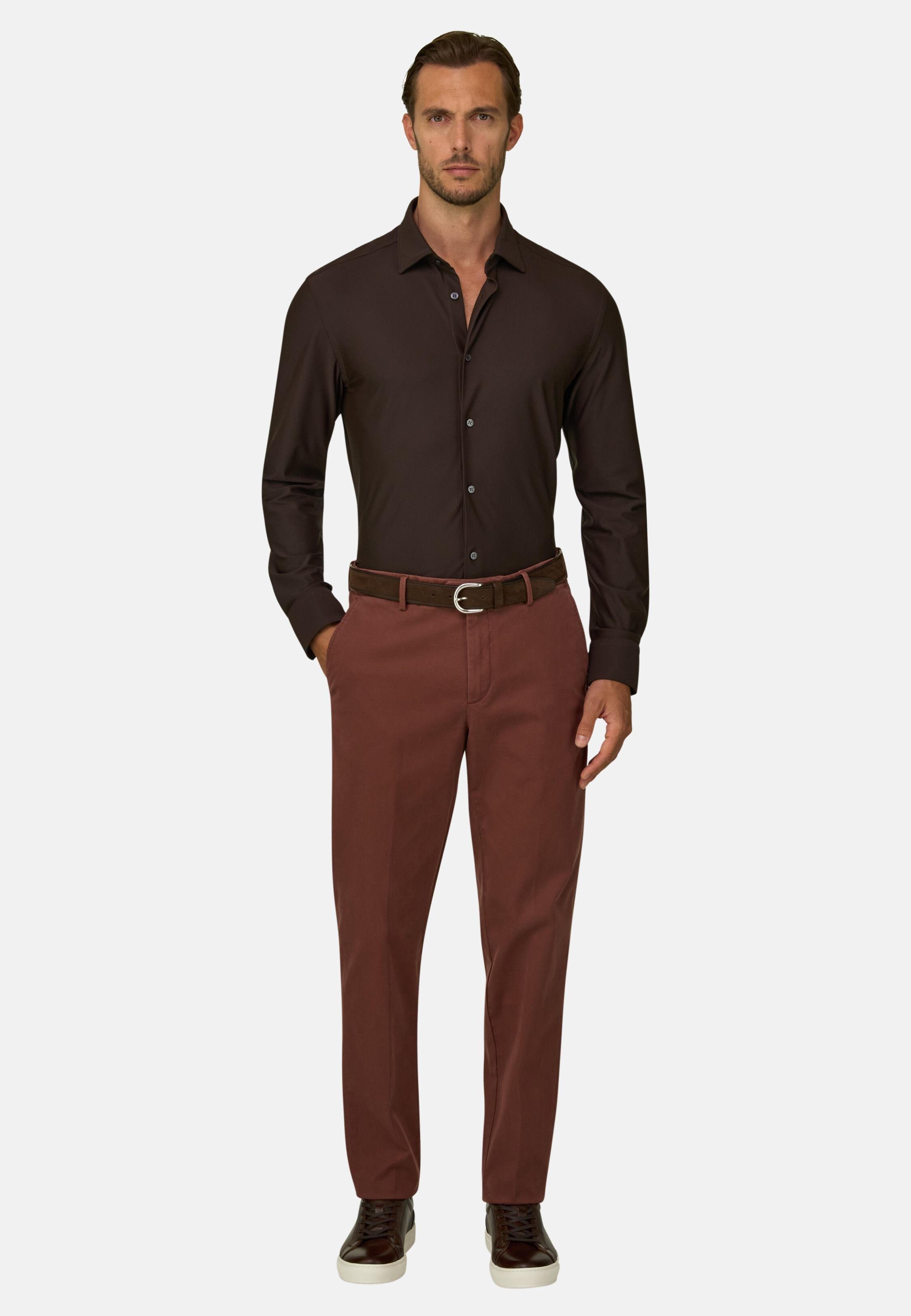 Trousers in Stretch Cotton Tencel Rot, Rot, medium
