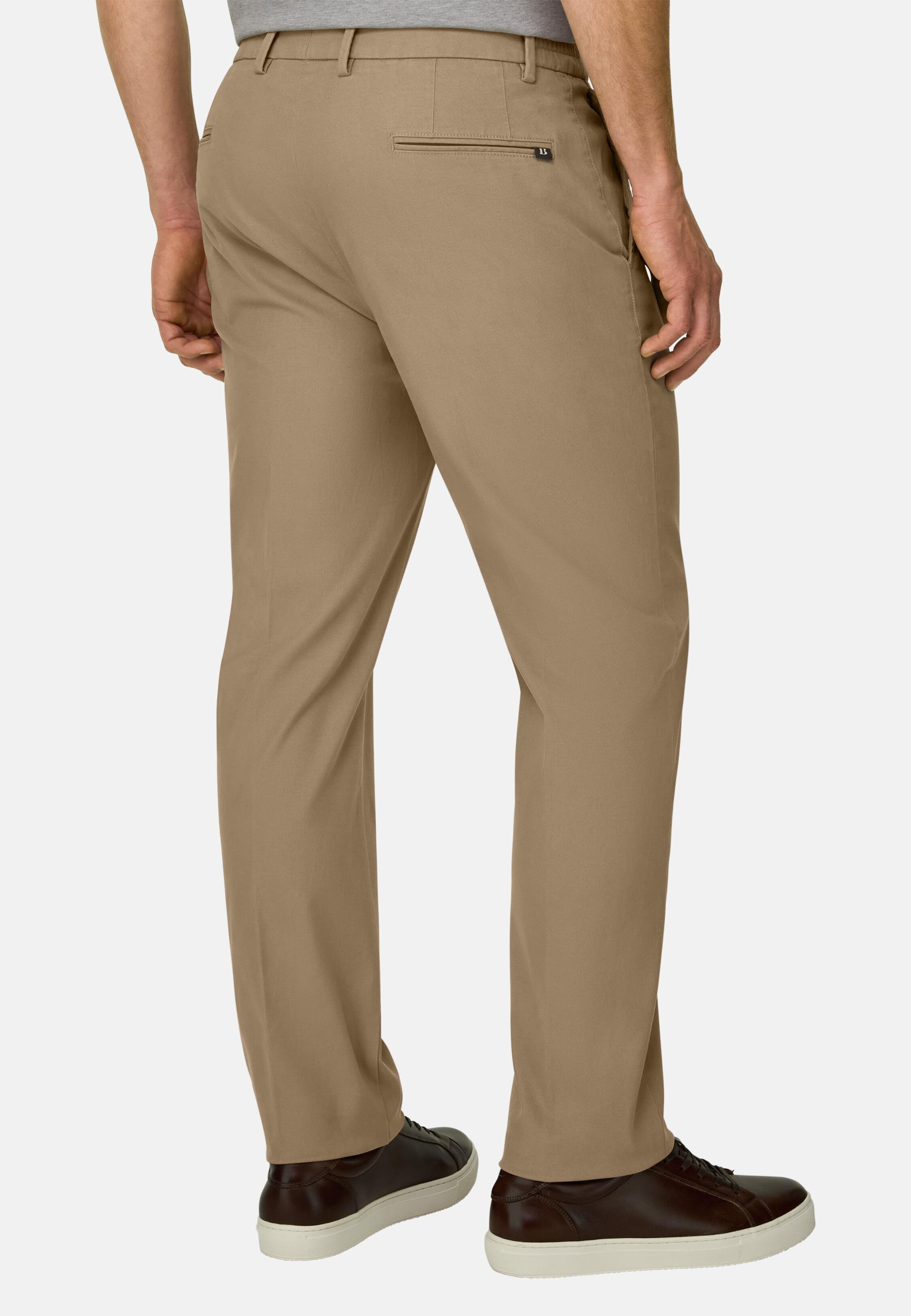 Trousers in Stretch Cotton Tencel Taupe, Taupe, medium