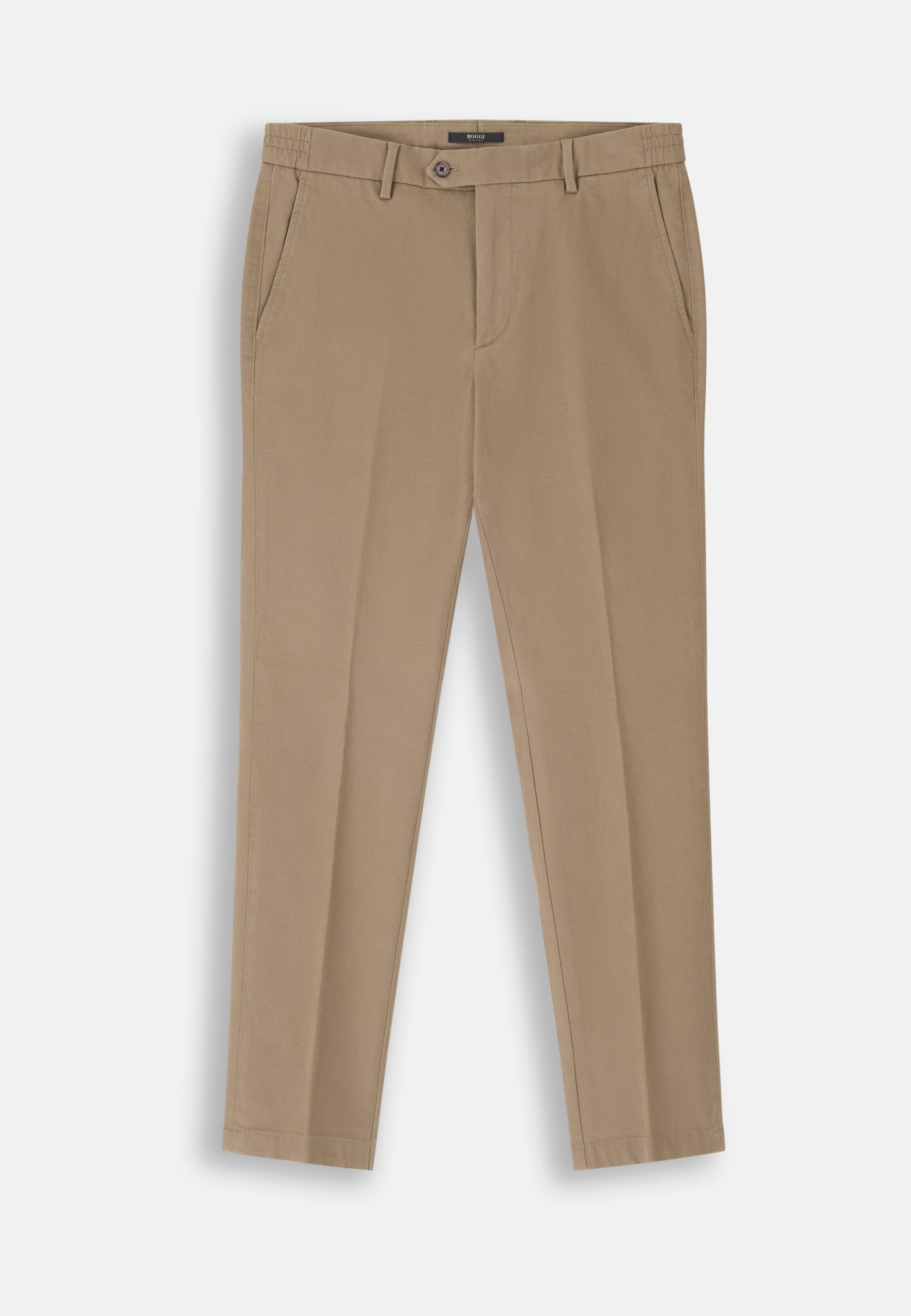 Trousers in Stretch Cotton Tencel Taupe, Taupe, medium