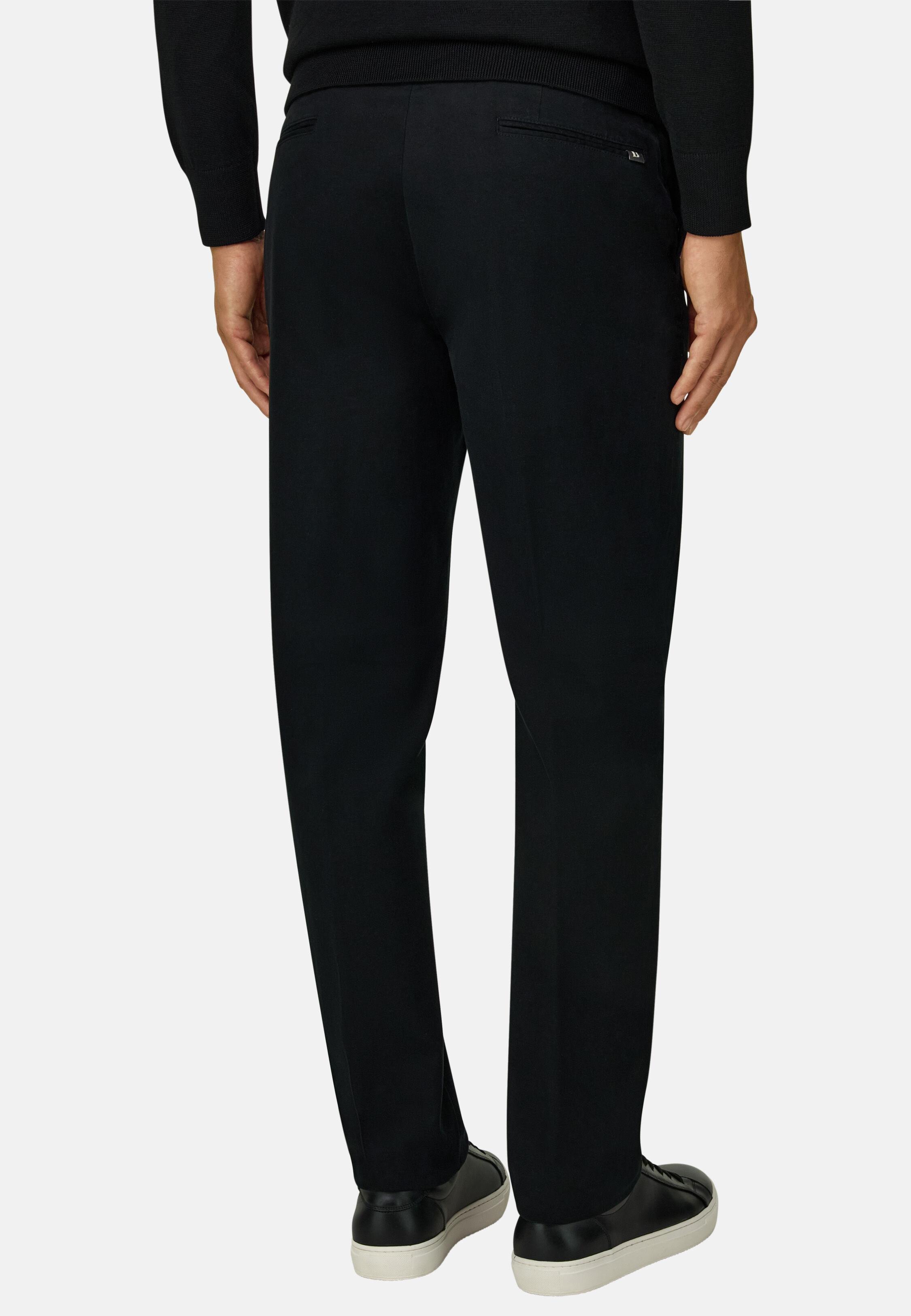 Trousers in Stretch Cotton Tencel Black, Black, medium