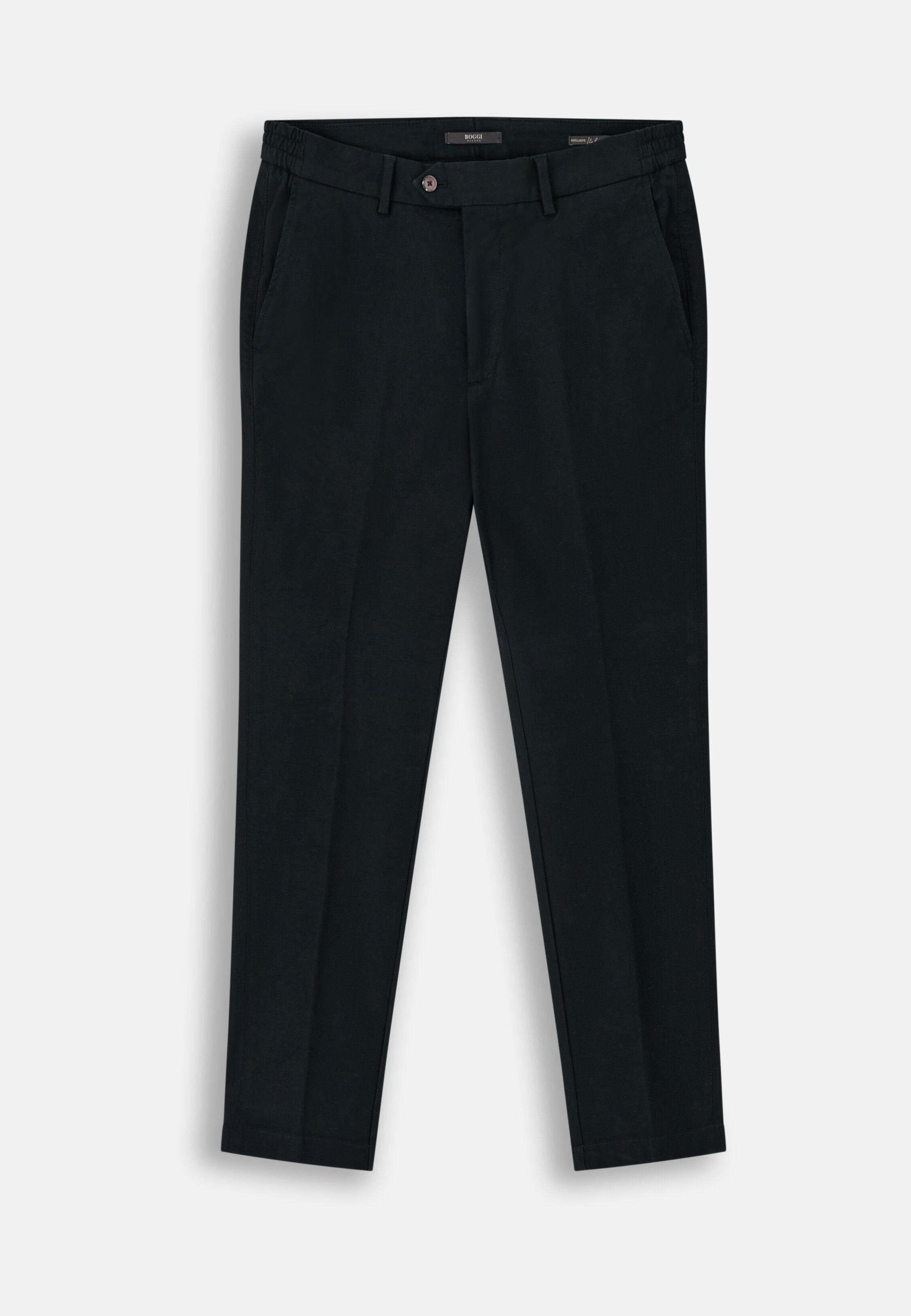 Trousers in Stretch Cotton Tencel Black, Black, medium