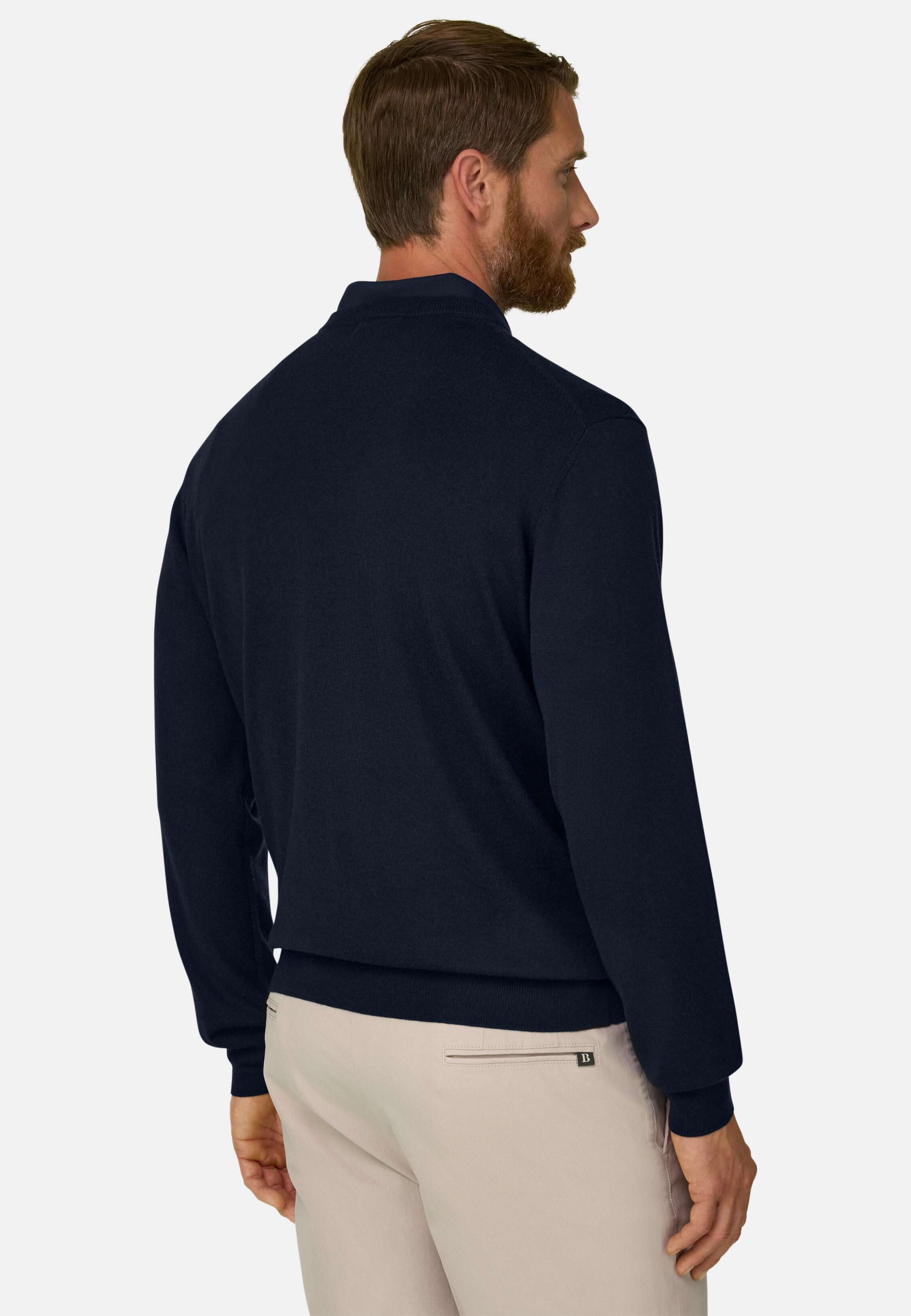 Crew Neck in Extrafine Merino Wool Navy blue, Navy blue, medium