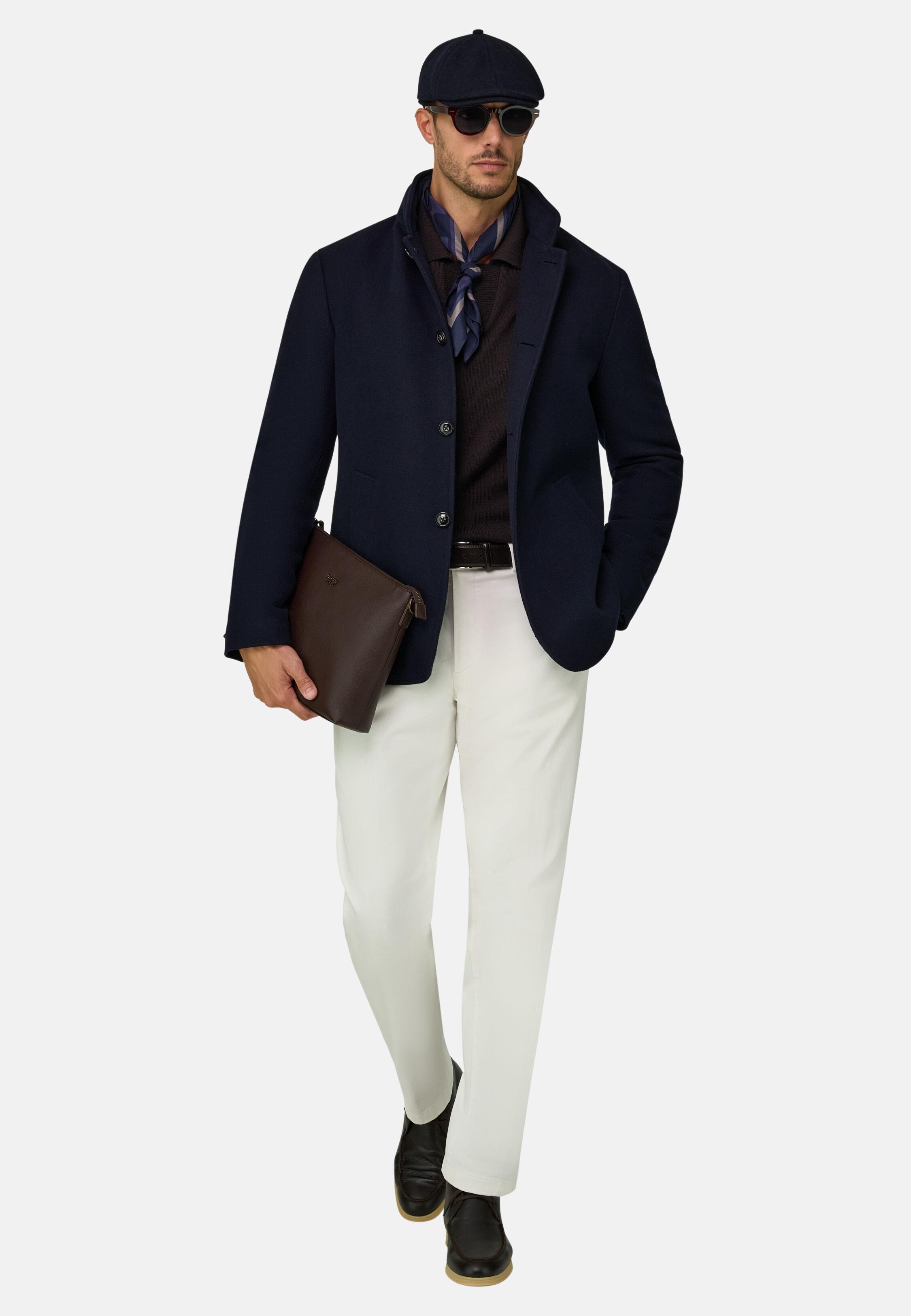 Peacoat Padded in Wool Blend M&eacute;lange Navy blue, Navy blue, medium