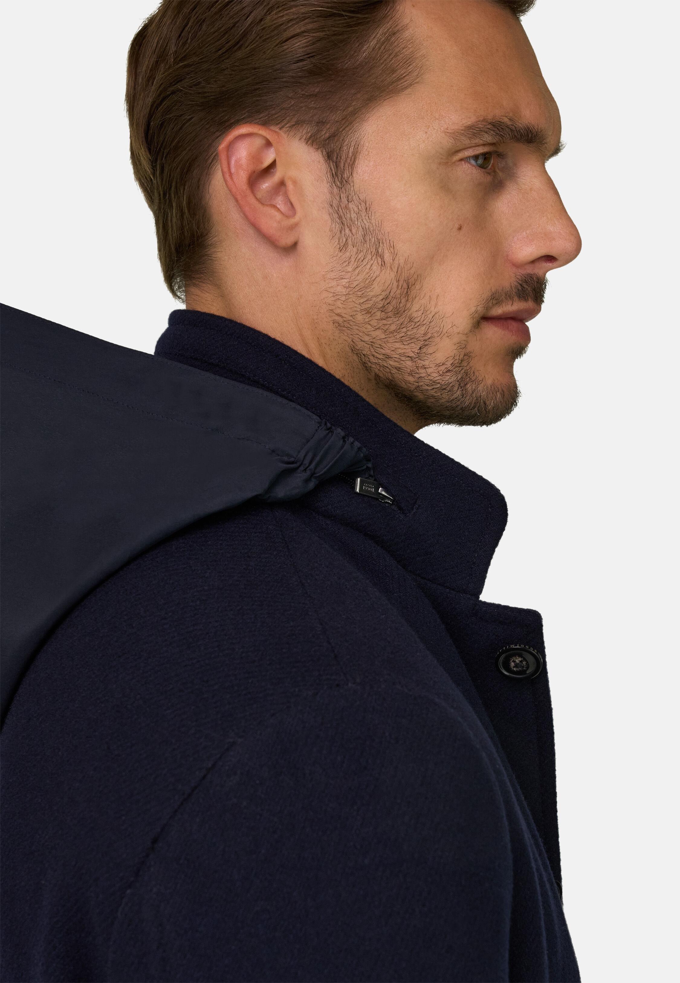 Peacoat Padded in Wool Blend M&eacute;lange Navy blue, Navy blue, large image number 1