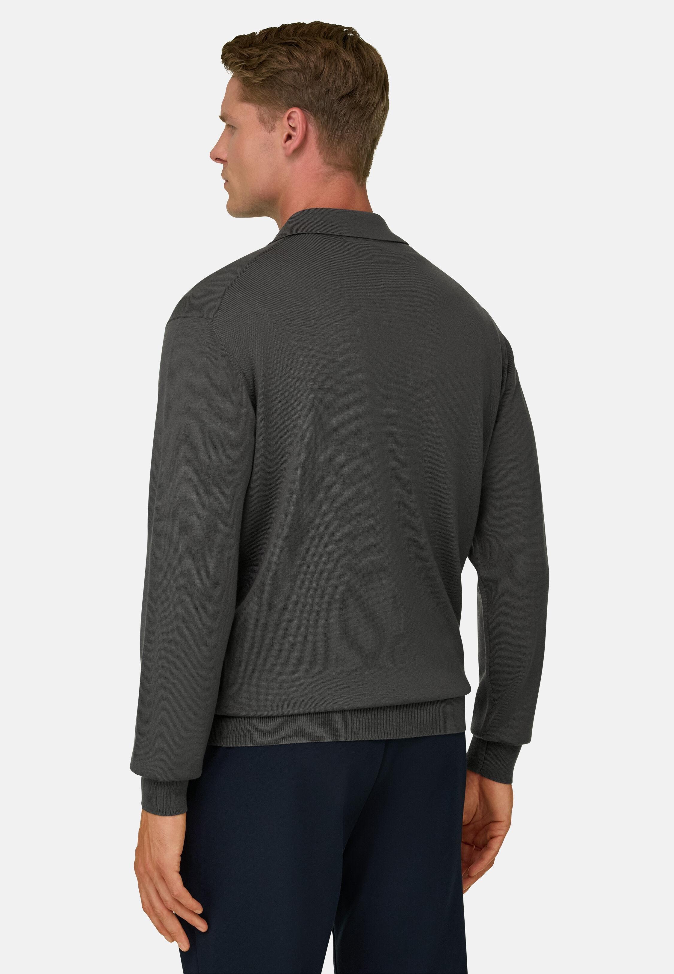 Knitted Polo Shirt in Merino, Military Green, Military Green, large image number 2