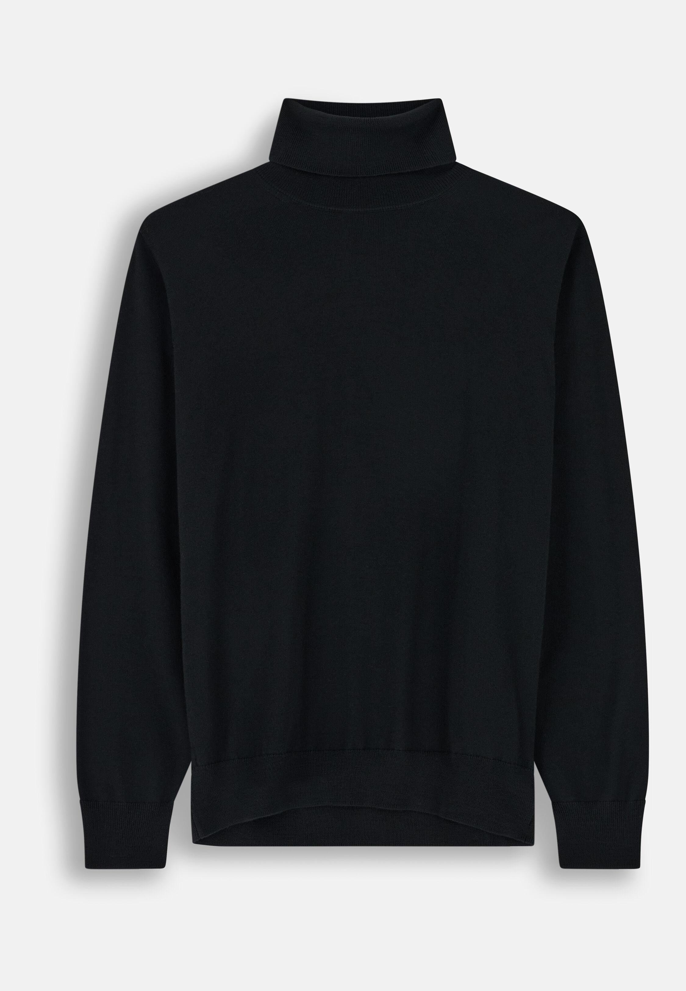 Turtleneck Jumper In Extrafine Merino Wool Black, Black, large image number 3