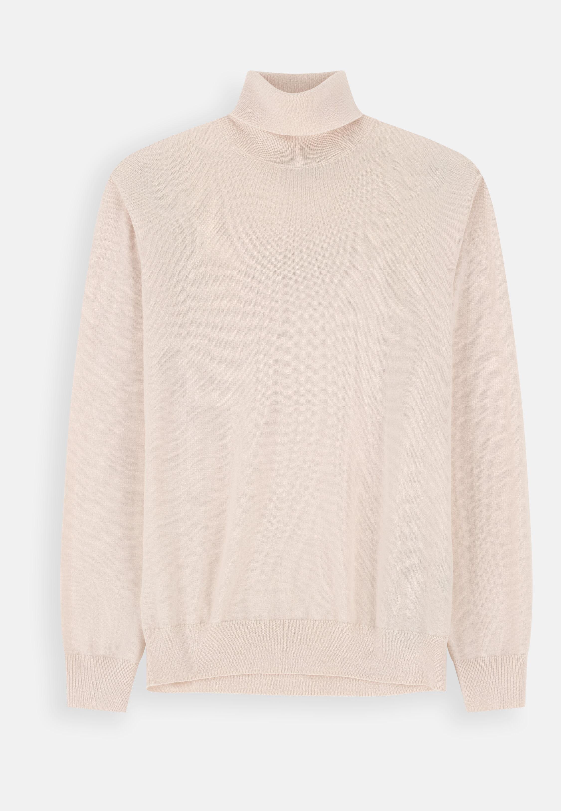 كنزة بياقة عالية من صوف ميرينو فائق النعومة, Offwhite, medium